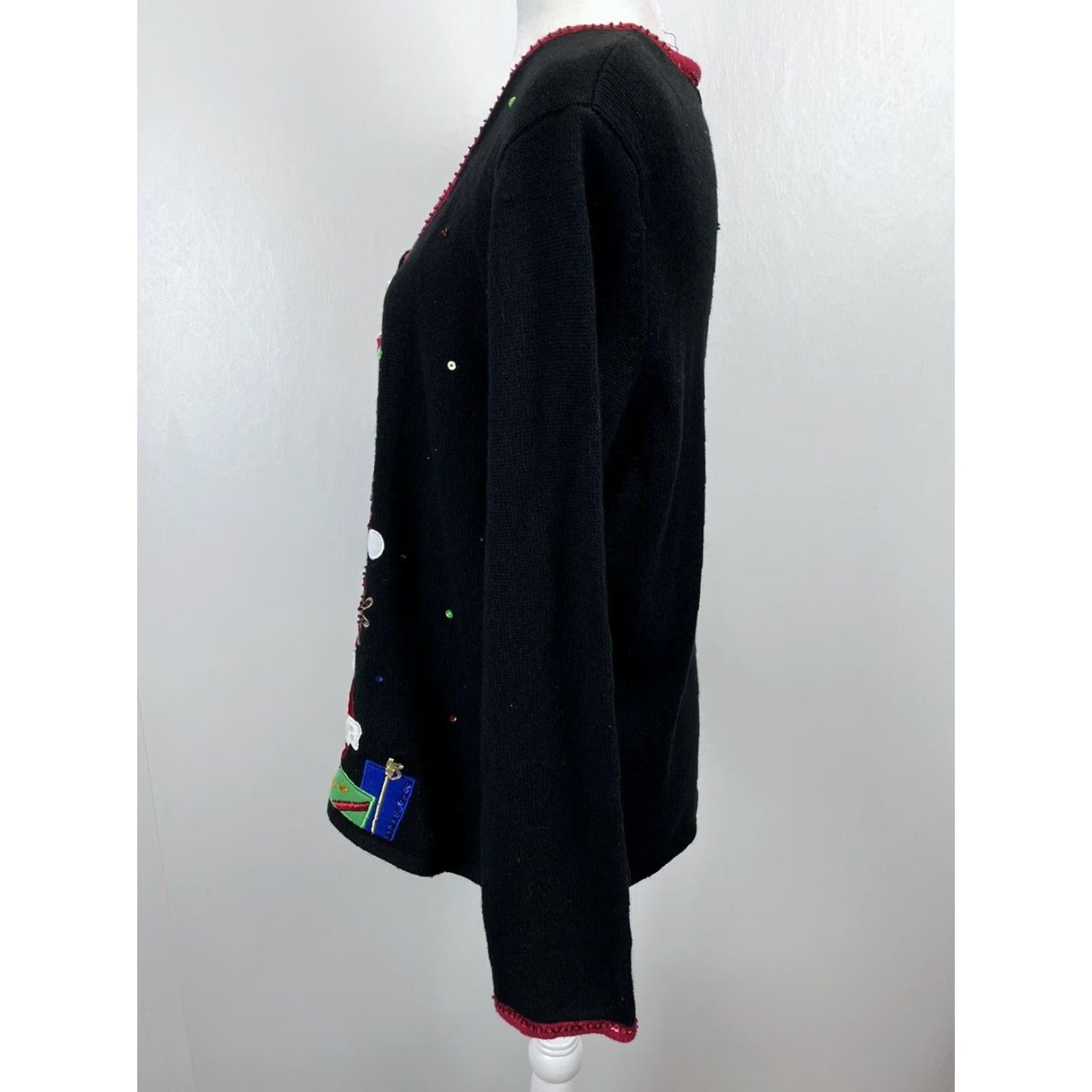 Vintage VINTAGE Heirloom Collectibles Christmas Cardigan Sweater XL Black Ugly Sweater 90s Holiday Womens Size XL / US 12-14 / IT 48-50 - 2 Thumbnail