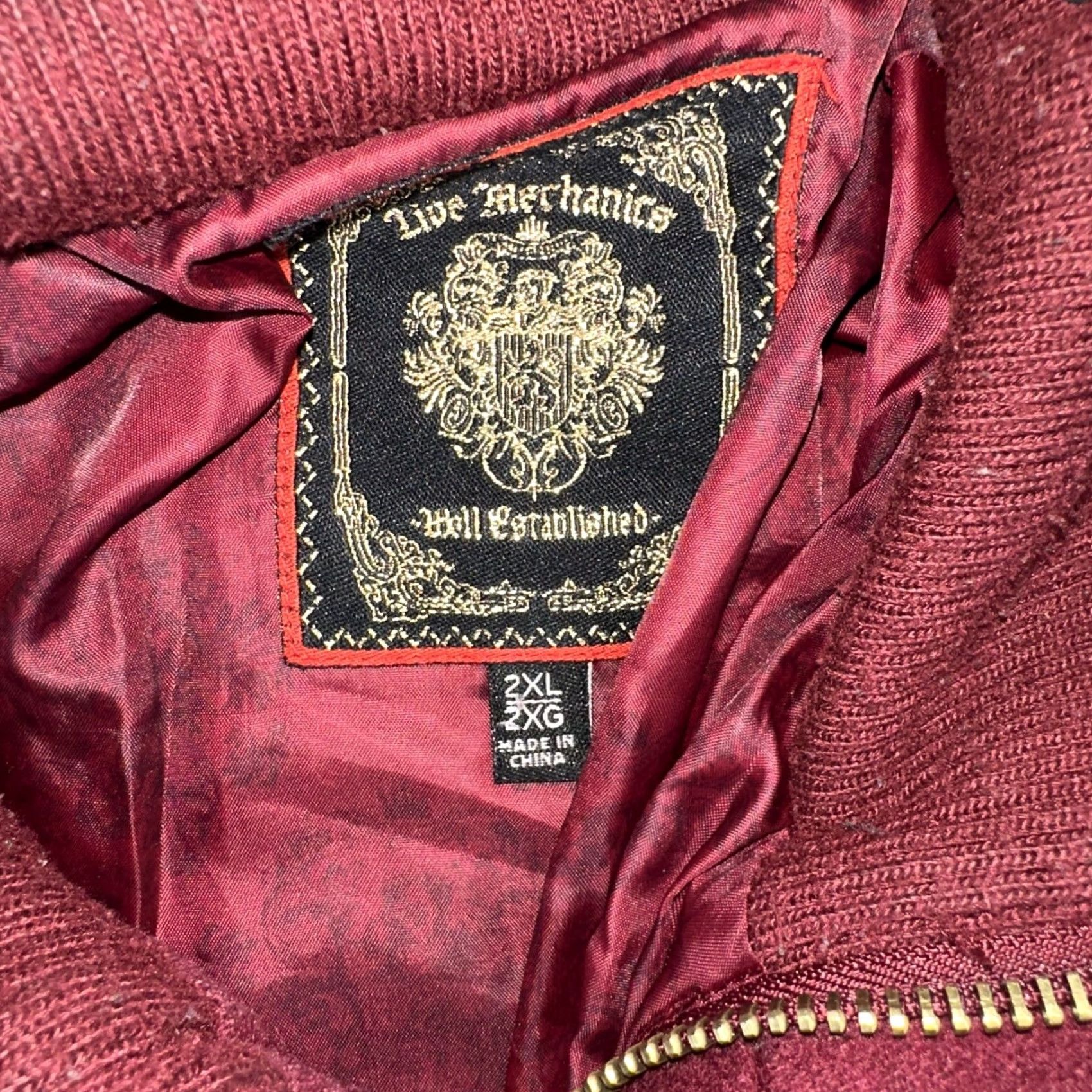 Olive LIVE Mechanics jacket Mens size 2XL red zip front Windbreaker Mik? Size US XXL / EU 58 / 5 - 2 Thumbnail