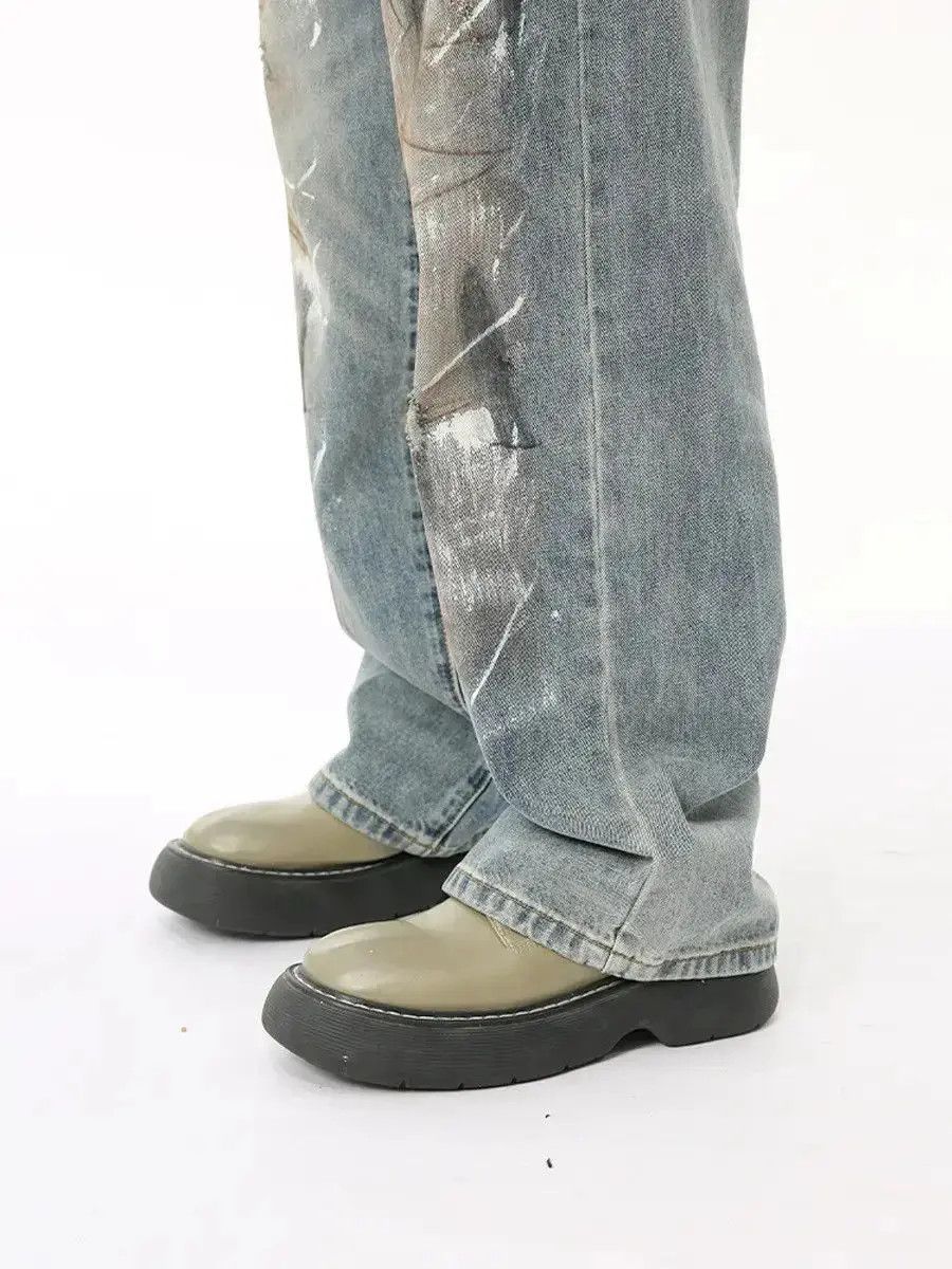 Japanese Brand Retro loose wide leg graffiti jeans Size US 32 / EU 48 - 2 Thumbnail