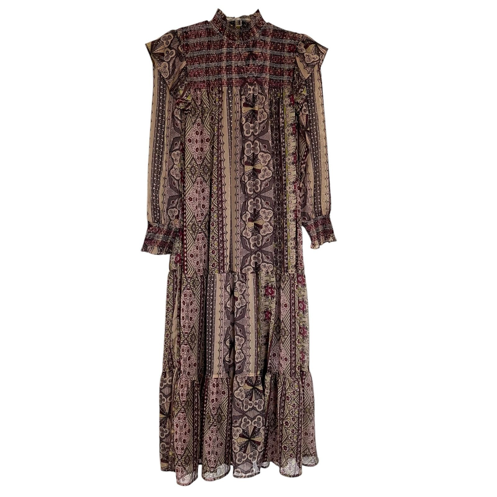 Anthropologie Anthropologie Llani Smocked Floral Chiffon Bohemian Dress Size XS / US 0-2 / IT 36-38 - 5 Thumbnail