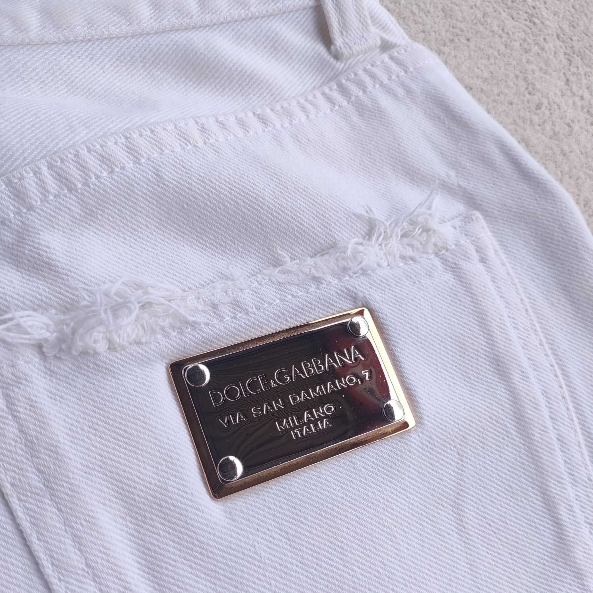 Dolce & Gabbana D&G Logo Plaque Distressed White Jeans Size US 30 / EU 46 - 5 Thumbnail