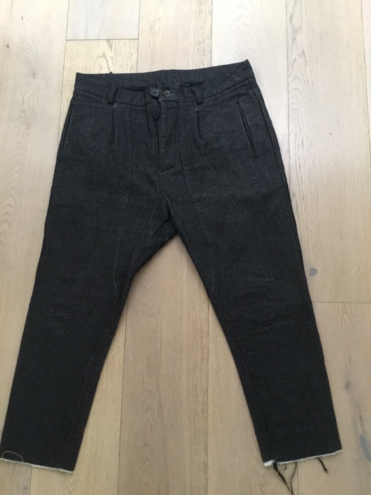 image of 10Sei0Otto Cropped Pants With Incredible Details in Dark Grey, Men's (Size 33)