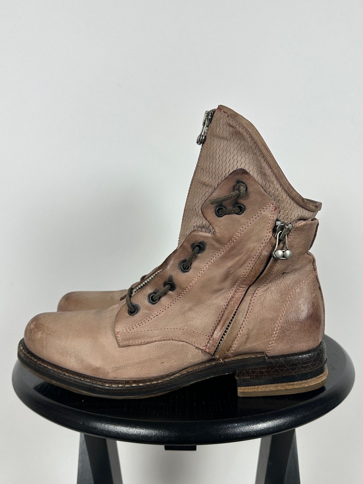 A.S.98 A.S.98. Airstep Leather Front Zip Biker Combat Ankle Boots Size US 10 / IT 40 - 3 Thumbnail