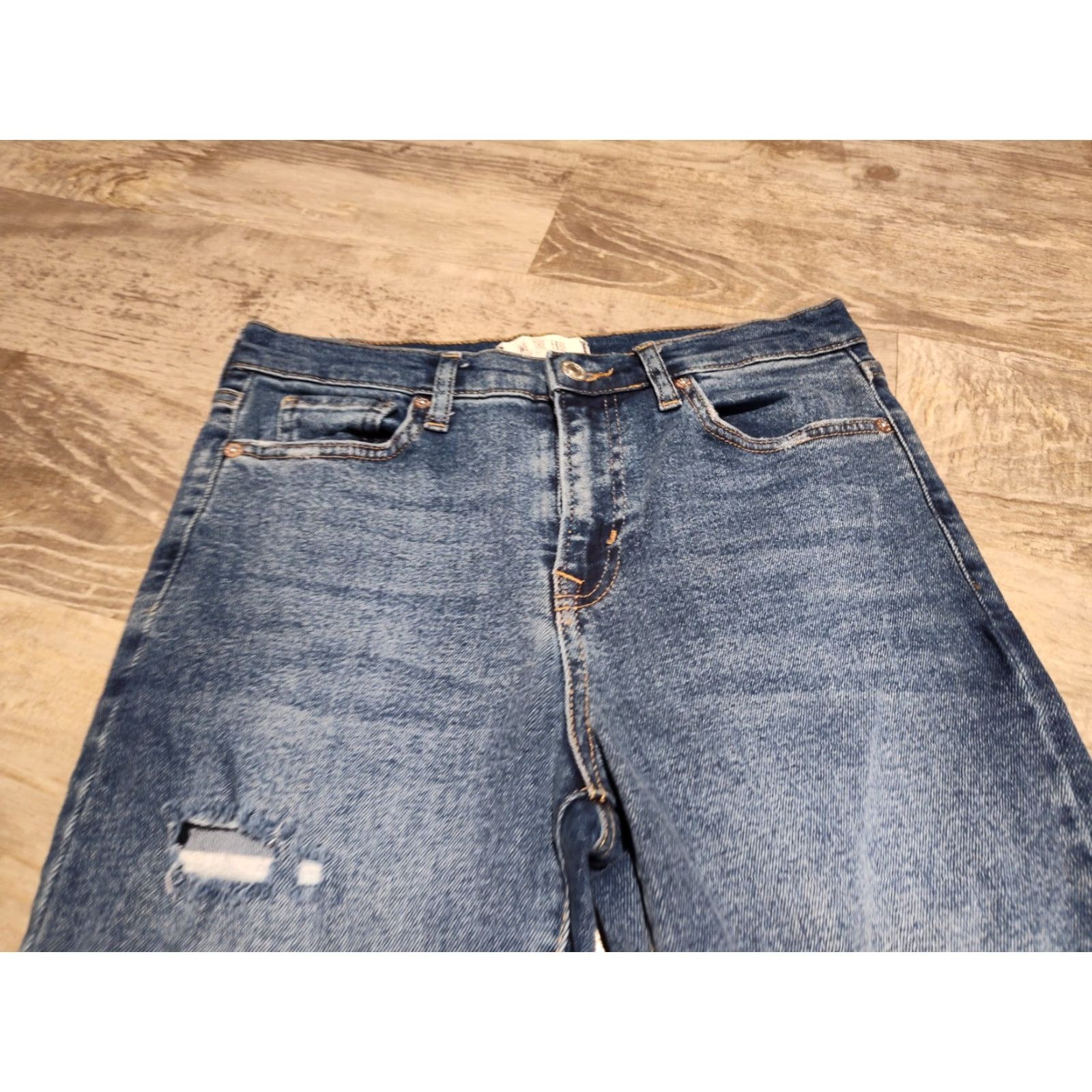 Free People VINTAGE Free People Women's Skinny Jeans Size 26 Mid Rise Raw Hem Blue Denim Slim 90s Womens Size 26" / US 2 / IT 38 - 5 Thumbnail