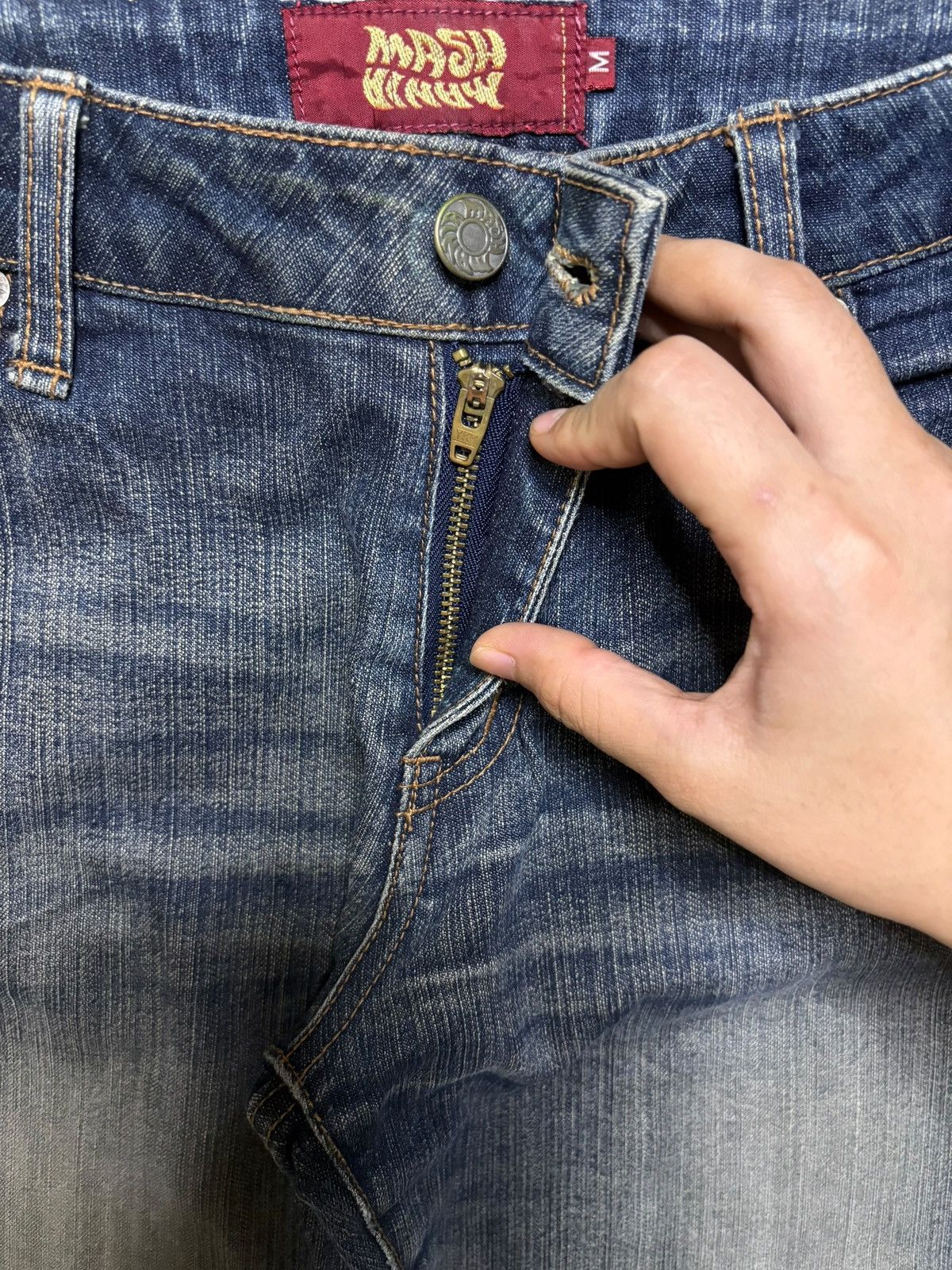 Japanese Brand Vintage Mash Mania *Japanese Wave* Mud Wash Flare Jeans Size 27" / US 4 / IT 40 - 3 Thumbnail