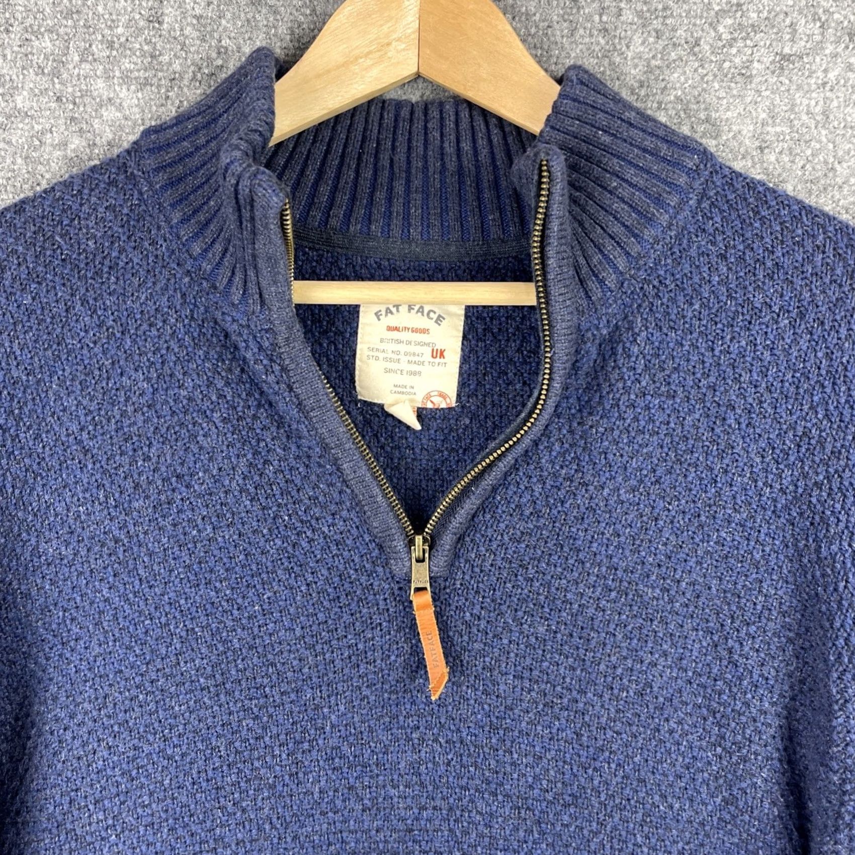 FatFace FatFace Sweater Mens XL Navy Blue Half Zip Knit Wool Blend Pullover Long Sleeve Size US XL / EU 56 / 4 - 6 Thumbnail