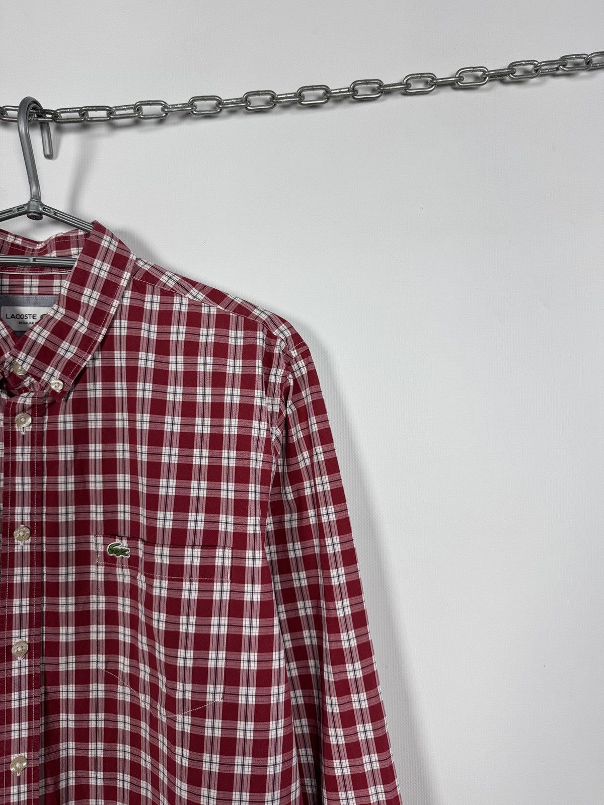 Lacoste Men’s Lacoste Long Sleeve Plaid Shirt Button Up Regular Fit Size US XL / EU 56 / 4 - 2 Thumbnail