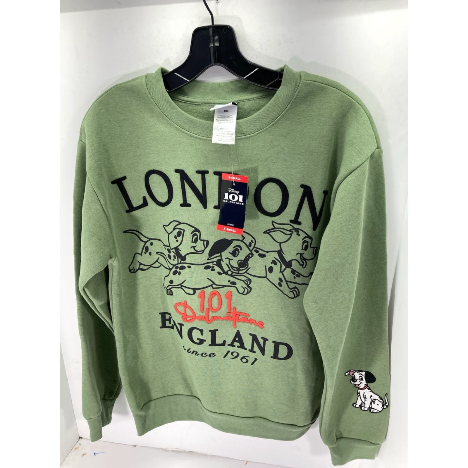 Disney Disney Sweatshirt Women XS Green London 101 Dalmatians Pullover NWT Crew Neck Long Sleeve Pullover Shirt Size XS / US 0-2 / IT 36-38 - 2 Thumbnail