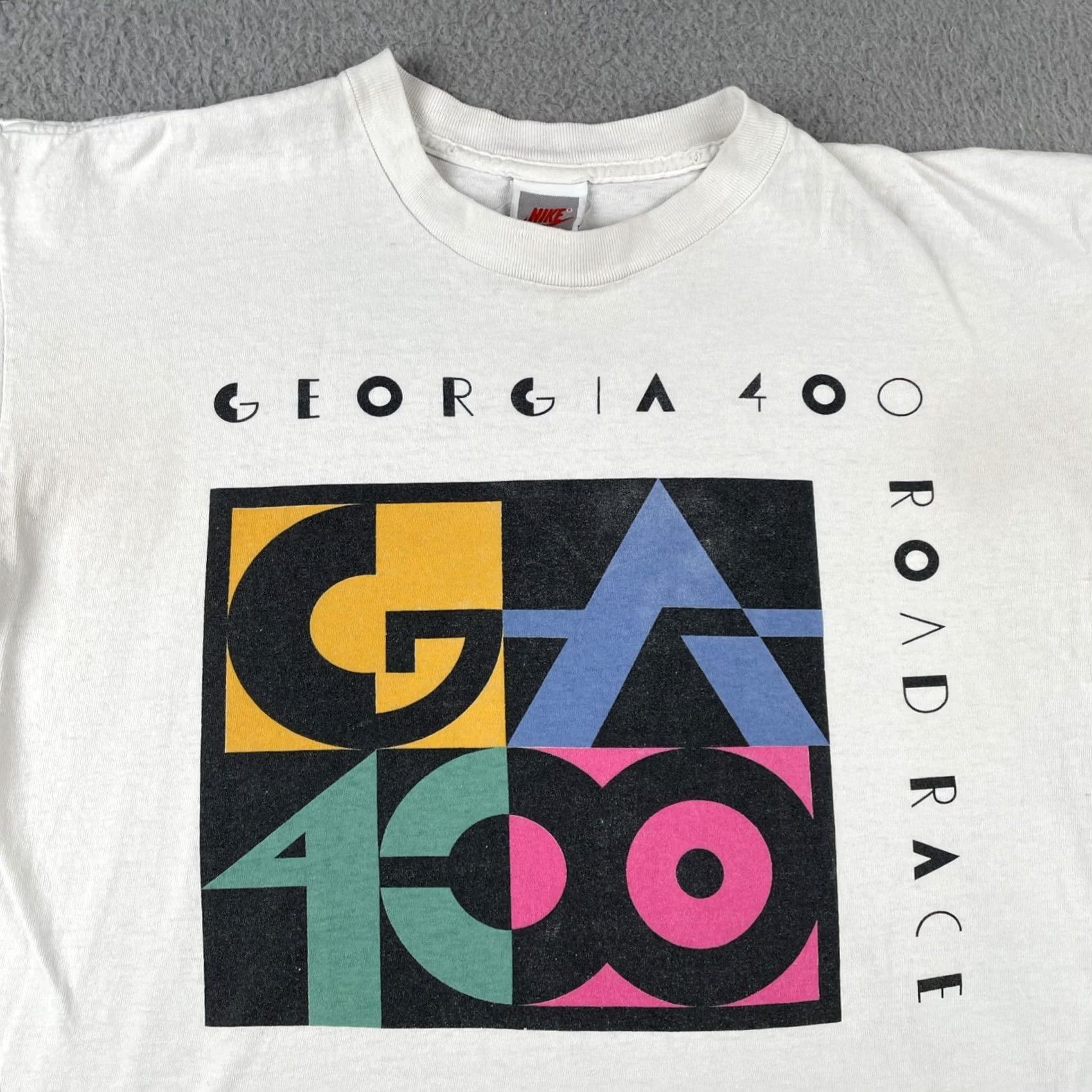 Nike VINTAGE Nike L White Shirt Mens 90s Georgia 400 Road Race 1993 Nike Town Atlanta Made In USA Size US L / EU 52-54 / 3 - 2 Thumbnail