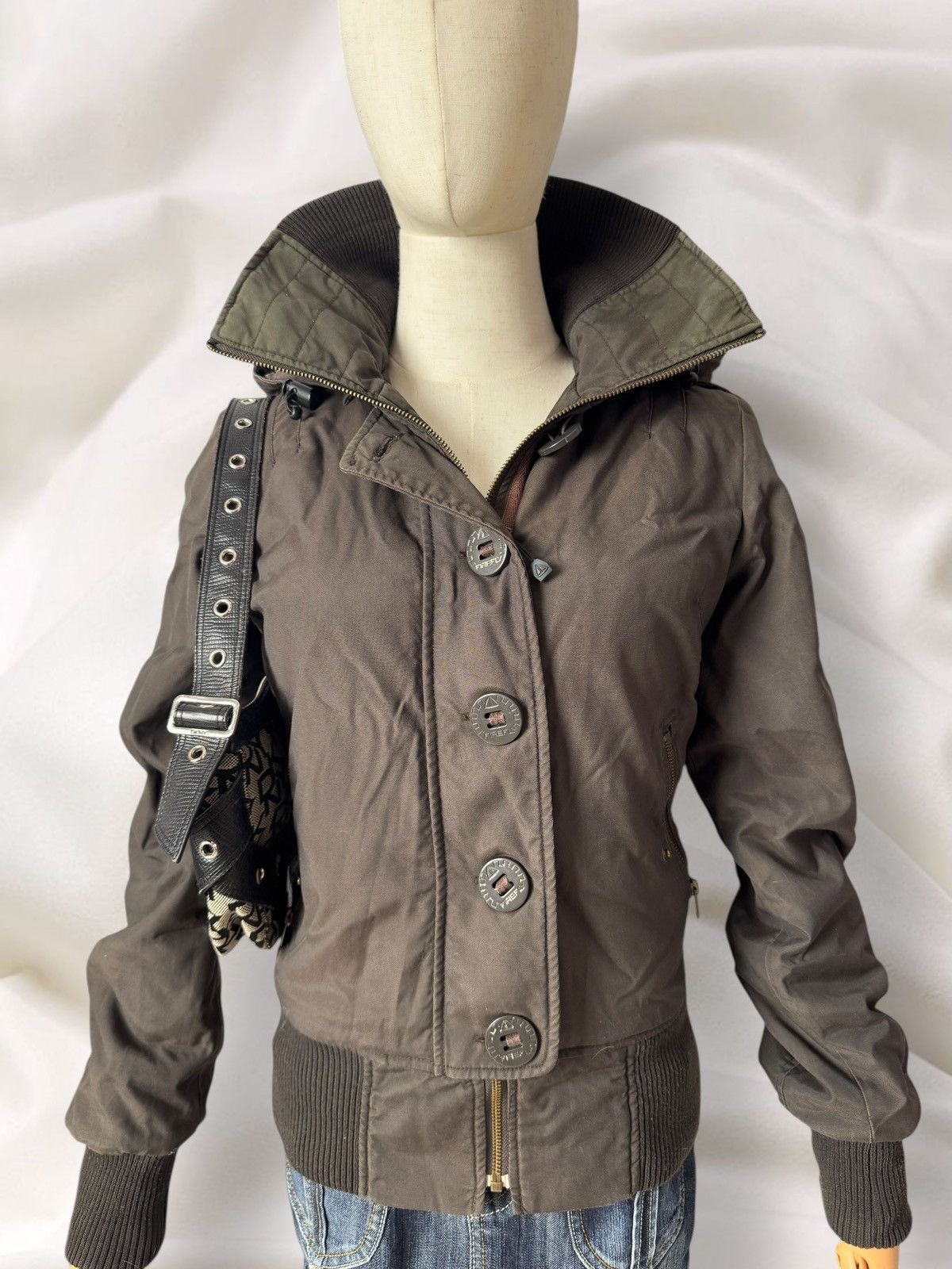 If Six Was Nine Japan Style Vintage Faux Fur Lined Y2K Utility Bomber Jacket Size M / US 6-8 / IT 42-44 - 2 Thumbnail