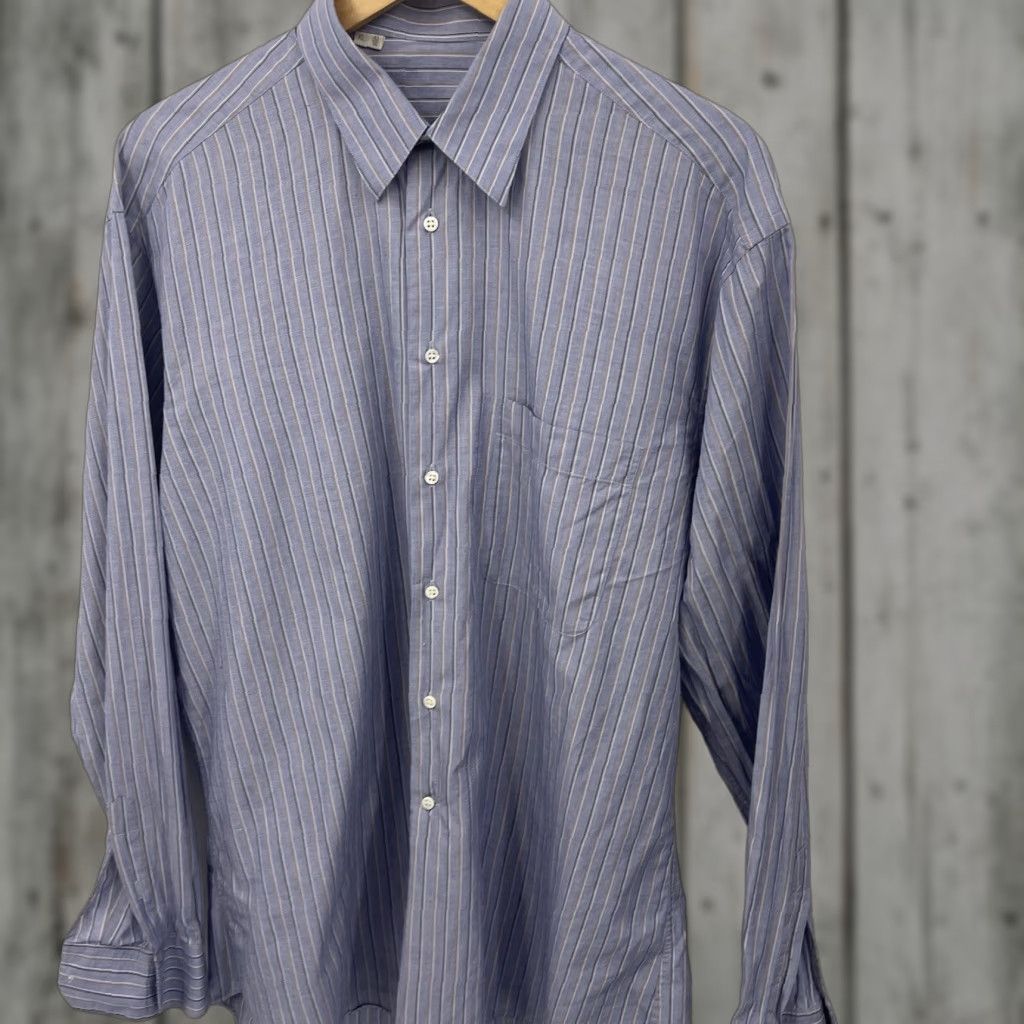 Ermenegildo Zegna VINTAGEErmenegildo Zegna Shirt Mens XL 16 Striped Blue Preppy Cotton Pocket Button Shirt Size US XL / EU 56 / 4 - 1 Thumbnail