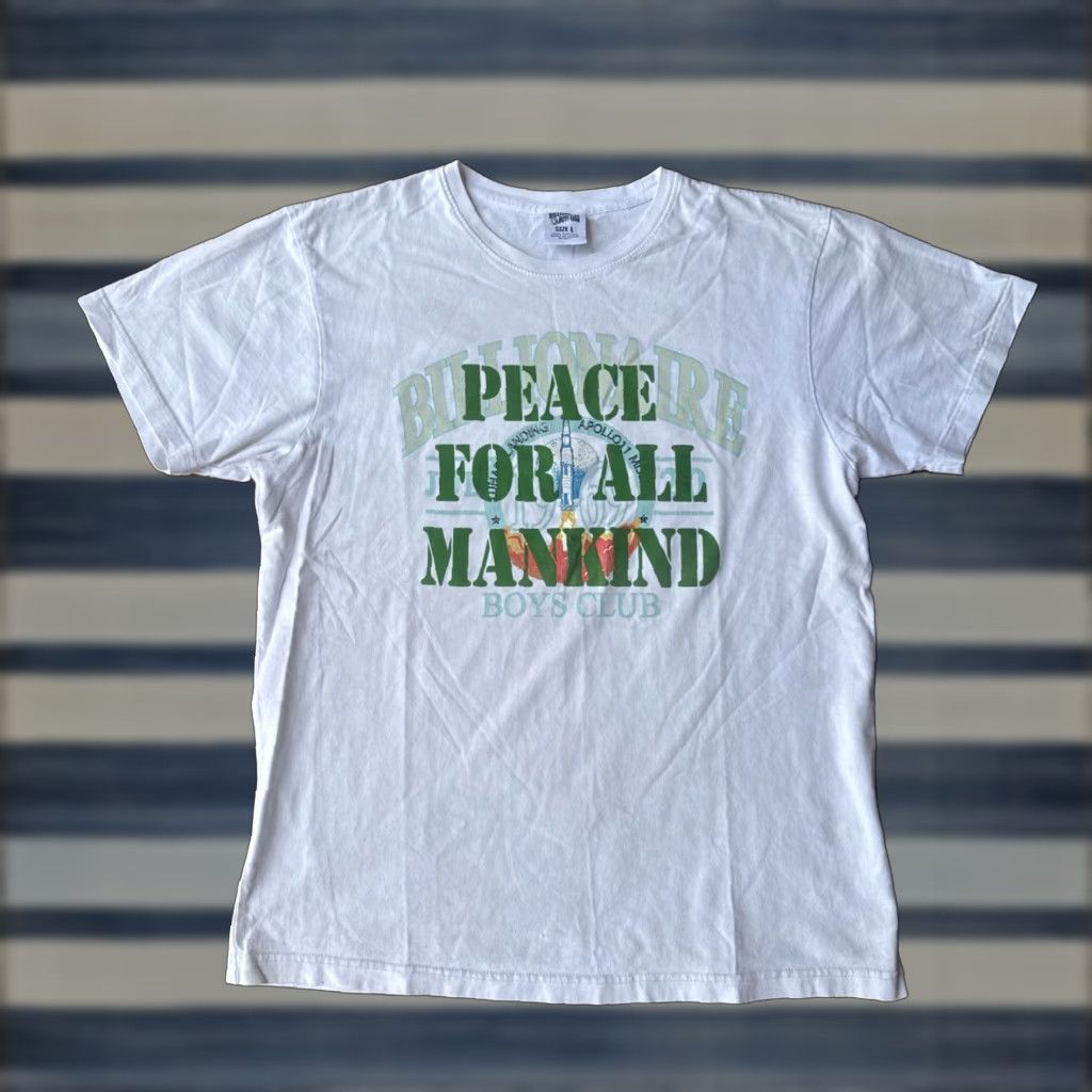 Billionaire Boys Club VINTAGE Billionaire Boys Club BBC Peace For All Mankind T-Shirt Large White Cotton Short Sleeve Crew Neck Unisex Adults Regular Logo USA 90s? Size US L / EU 52-54 / 3 - 1 Thumbnail