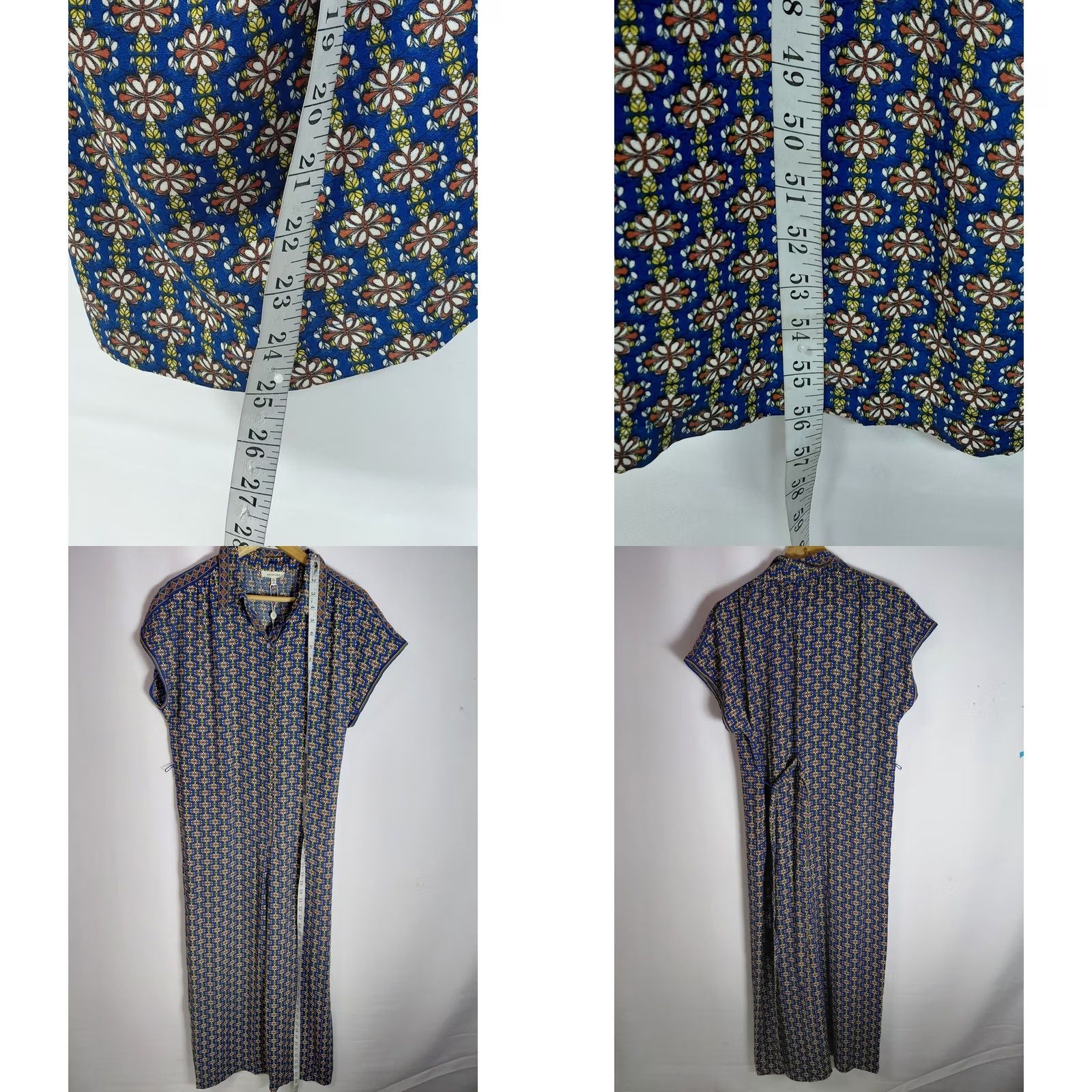 Vintage MAX STUDIO Jumpsuit Short Sleeve Collared Women XL Blue Floral Pattern NWT Size 40" / US 18 - 10 Thumbnail