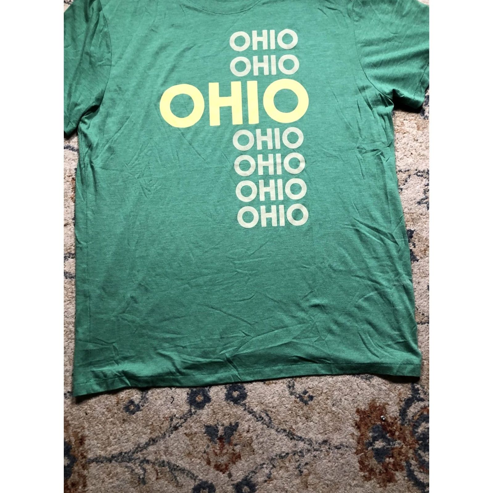 Vintage VINTAGE? No. Homage Shirt Mens XL Green Graphic Tee USA Ohio - Graphic Print Tee - White/Yellow OHIO - Crew Neck - Short Sleeve - Made in USA Size US XL / EU 56 / 4 - 5 Thumbnail