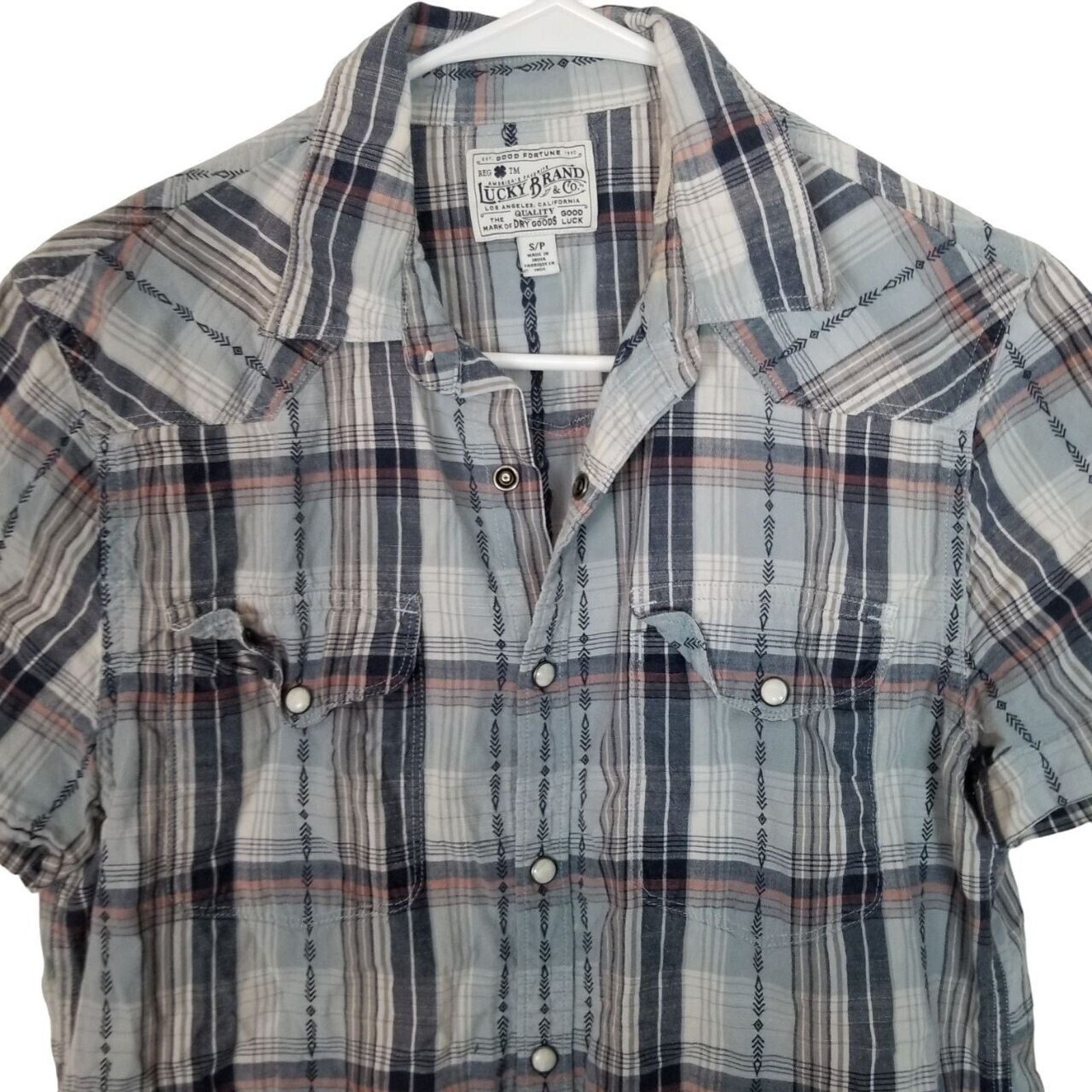 Lucky Brand Lucky Brand Mens Plaid Western Shirt Size S Cowboy Country Size US S / EU 44-46 / 1 - 2 Thumbnail
