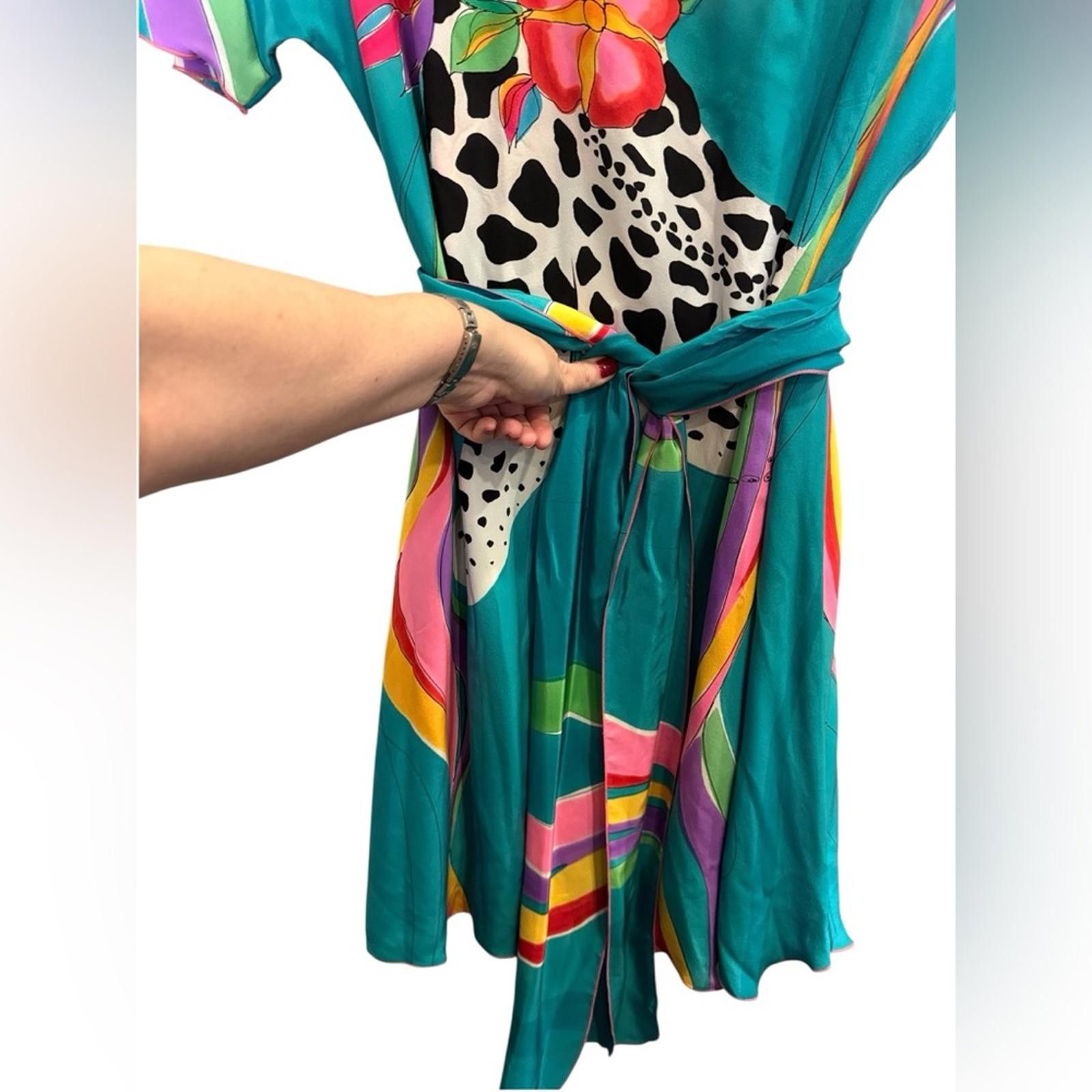Other Yolanda Lorente Vintage Art to Wear Silk Midi Dress sz L Size L / US 10 / IT 46 - 6 Thumbnail