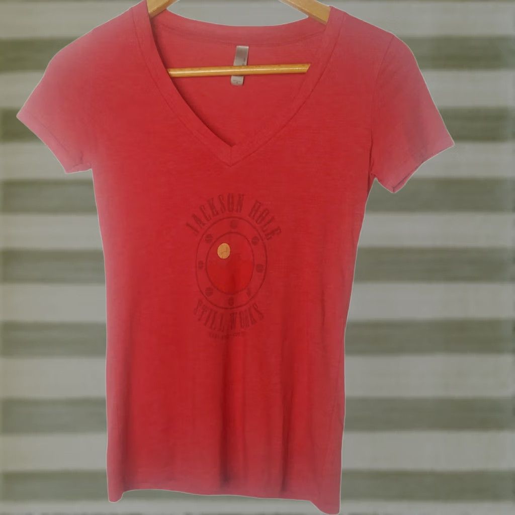 Next Level VINTAGE Jackson Hole Still Works Womens T-Shirt Red V-Neck Small XS/S? Size S / US 4 / IT 40 - 1 Thumbnail