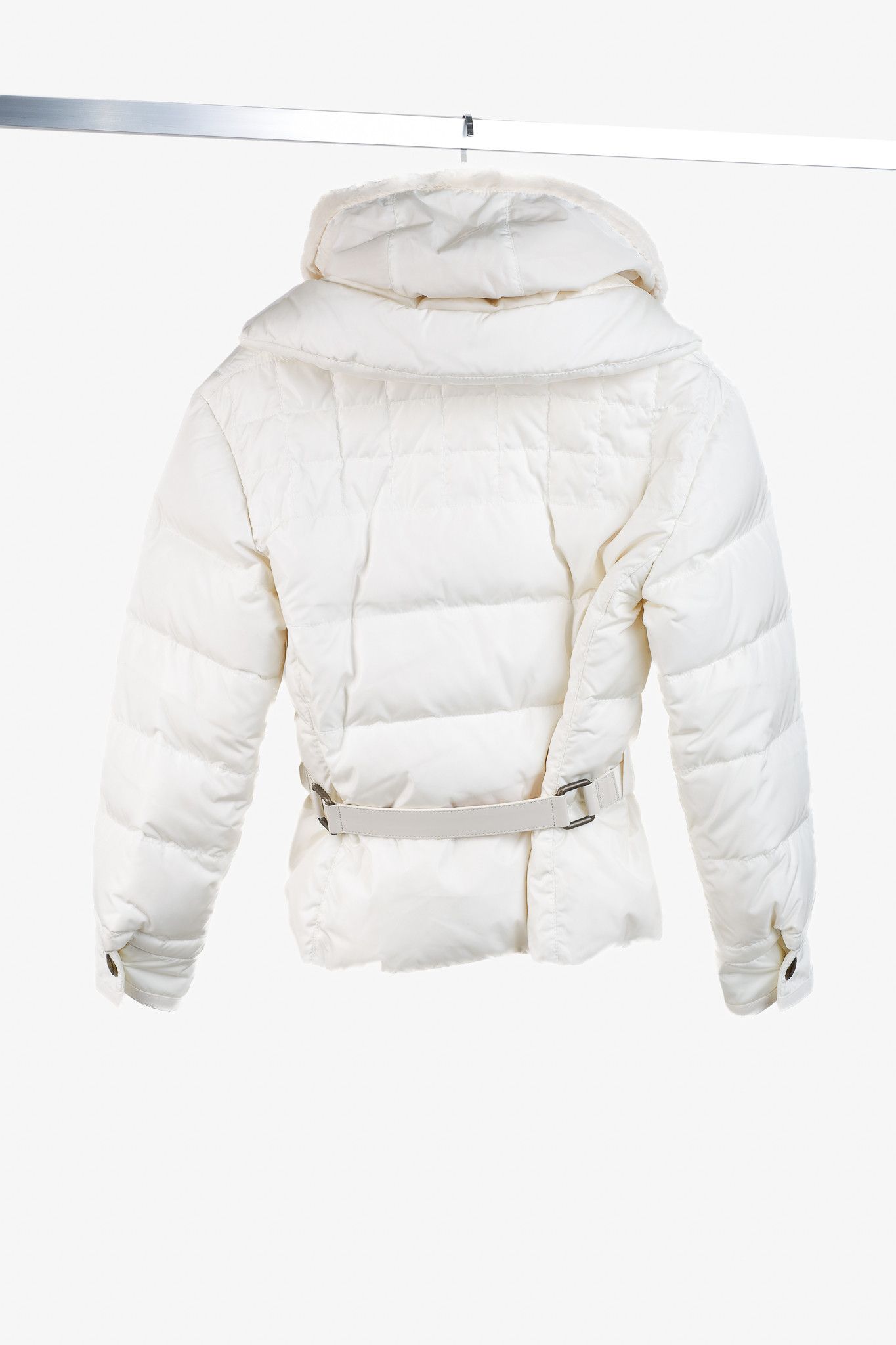 Louis Vuitton Louis Vuitton Cream Mink-Hood Belted Down Jacket Size S / US 4 / IT 40 - 2 Thumbnail
