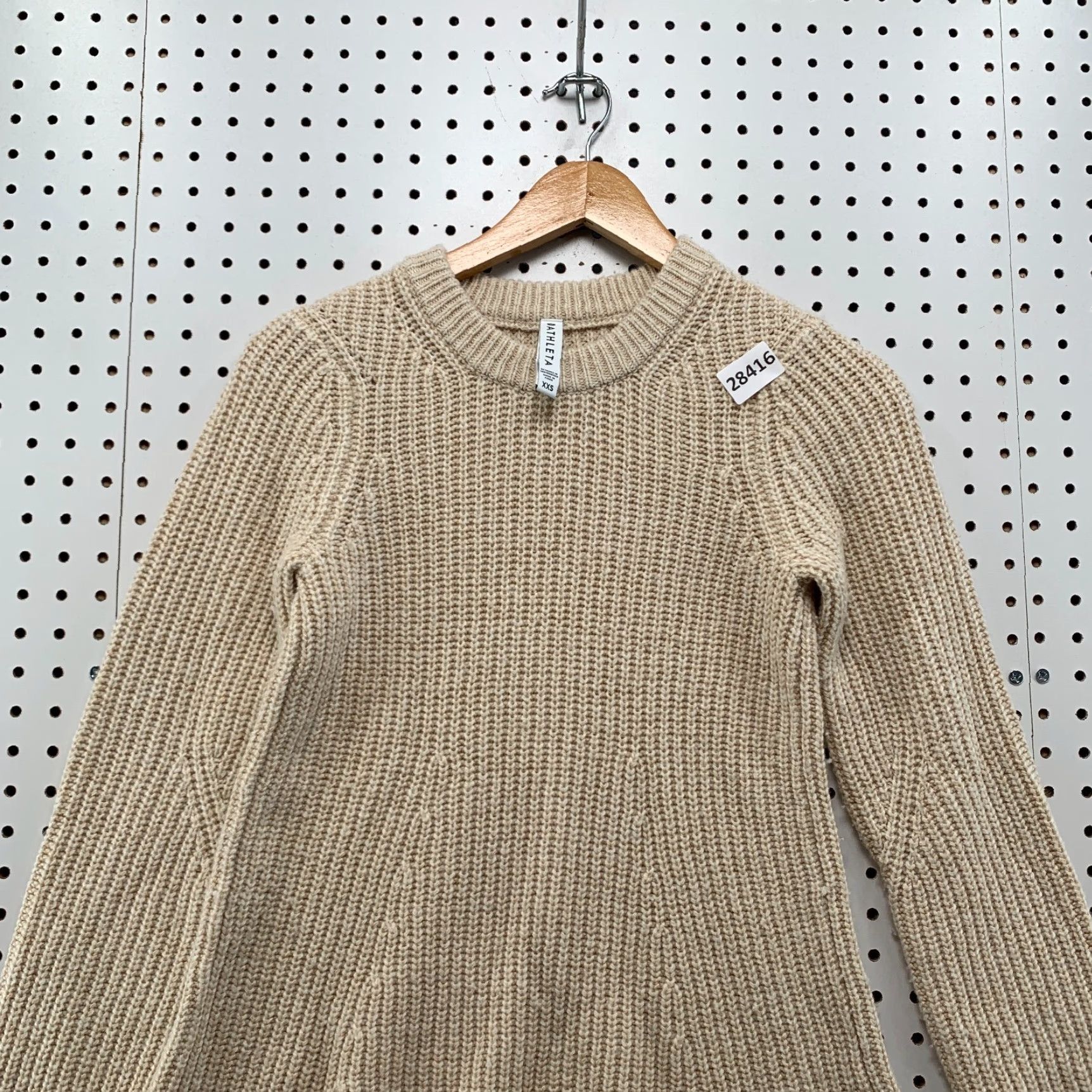 Athleta VINTAGE Athleta Wool Blend Sweater Ivory Waffle Knit Long Sleeve Pullover Womens 2XS Size XXS / US 00 / IT 34 - 2 Thumbnail