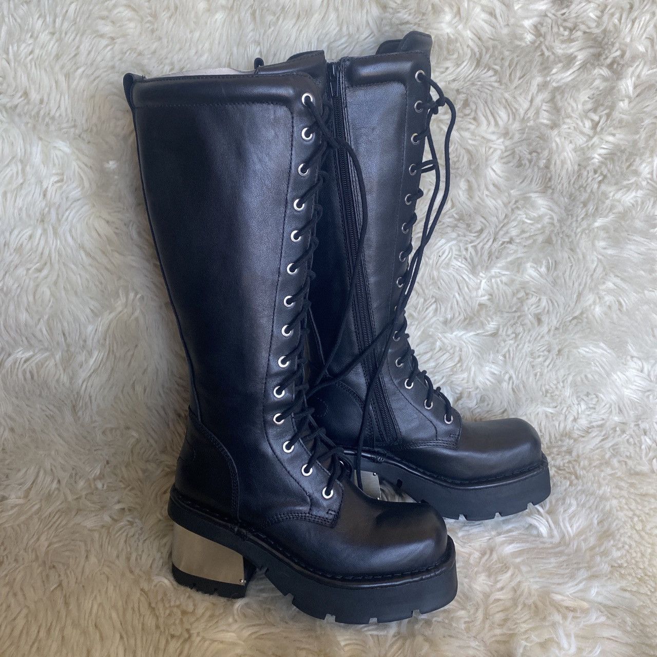Jeffrey Campbell Jeffery Campbell Galactix Platform Black Silver Leather Boot Size US 8 / IT 38 - 6 Thumbnail