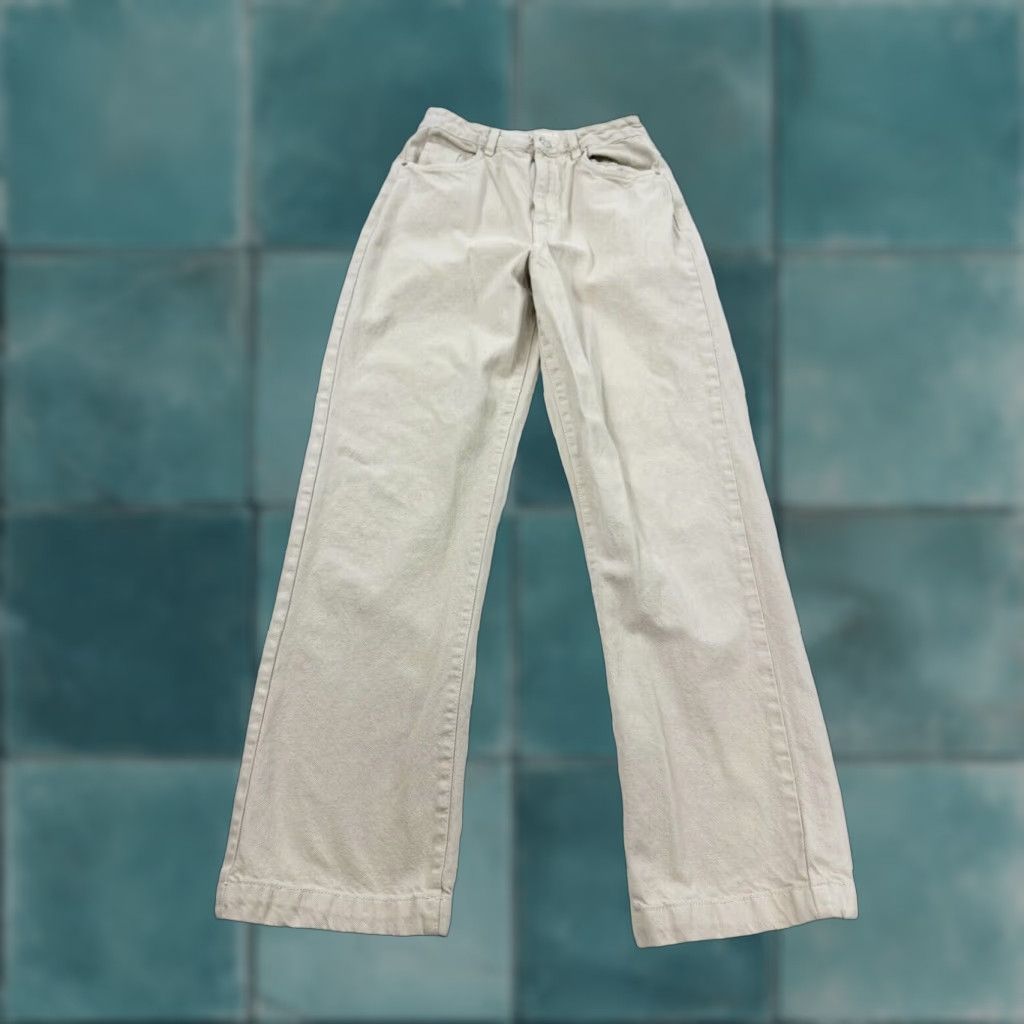 Supreme Supré Women's Relaxed Fit Wide Leg Beige Denim Jeans US 4 AU 8 Size 27" / US 4 / IT 40 - 1 Thumbnail