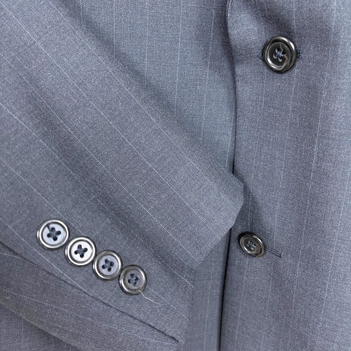 Jos. A. Bank Jos A Bank Wool Pinstripe Suit Charcoal Gray Mens 42L Jacket Size 42L - 4 Thumbnail