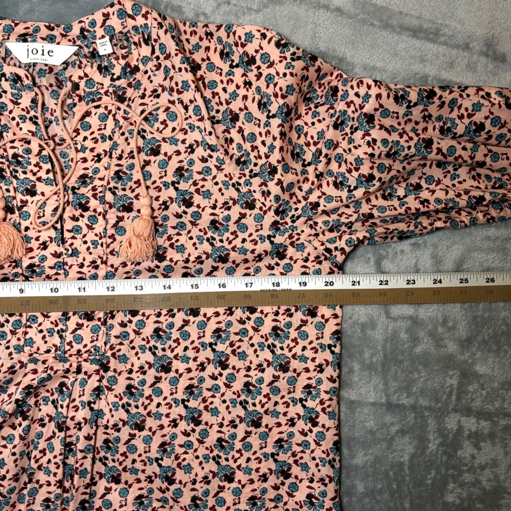 Joie Joie Dracha Floral Tassel Tie V-Neck Blouse Womens S Pink Floral Print Tunic Size S / US 4 / IT 40 - 6 Thumbnail