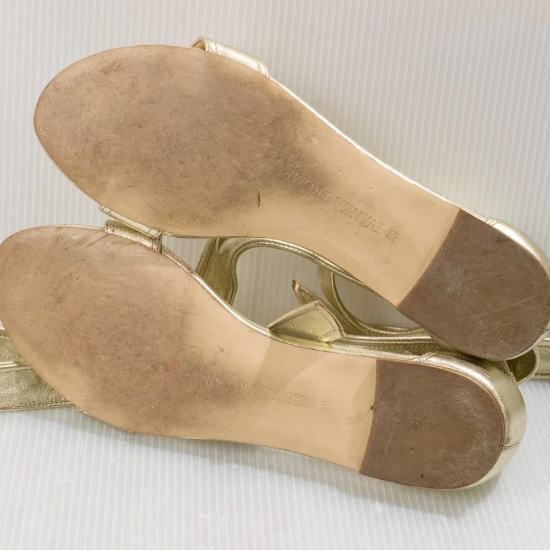 Vintage Ivanka Trump Gold Leather Flats w/ Ankle Ties Size 8 Women’s Flat Leather Gold 8 Womens Shoes Size US 8 / IT 38 - 4 Thumbnail