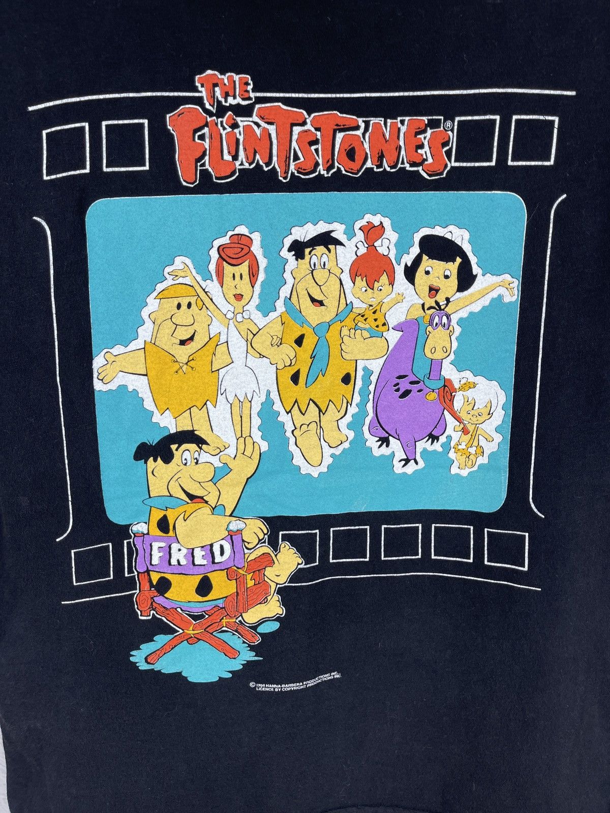 Cartoon Network Vintage Flintstones Tee 1994 Hanna Barbera Black Fred Family Size US XXS / EU 40 - 3 Thumbnail