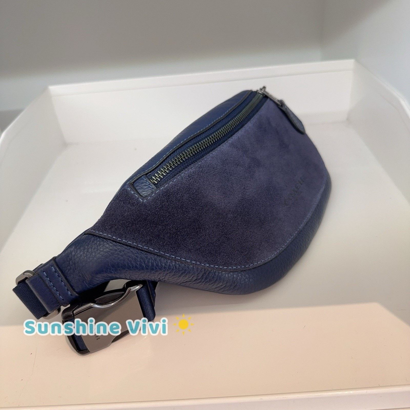 Coach NWT Coach Warren Mini Belt Bag In Suede CW179 True Navy Size ONE SIZE - 2 Thumbnail