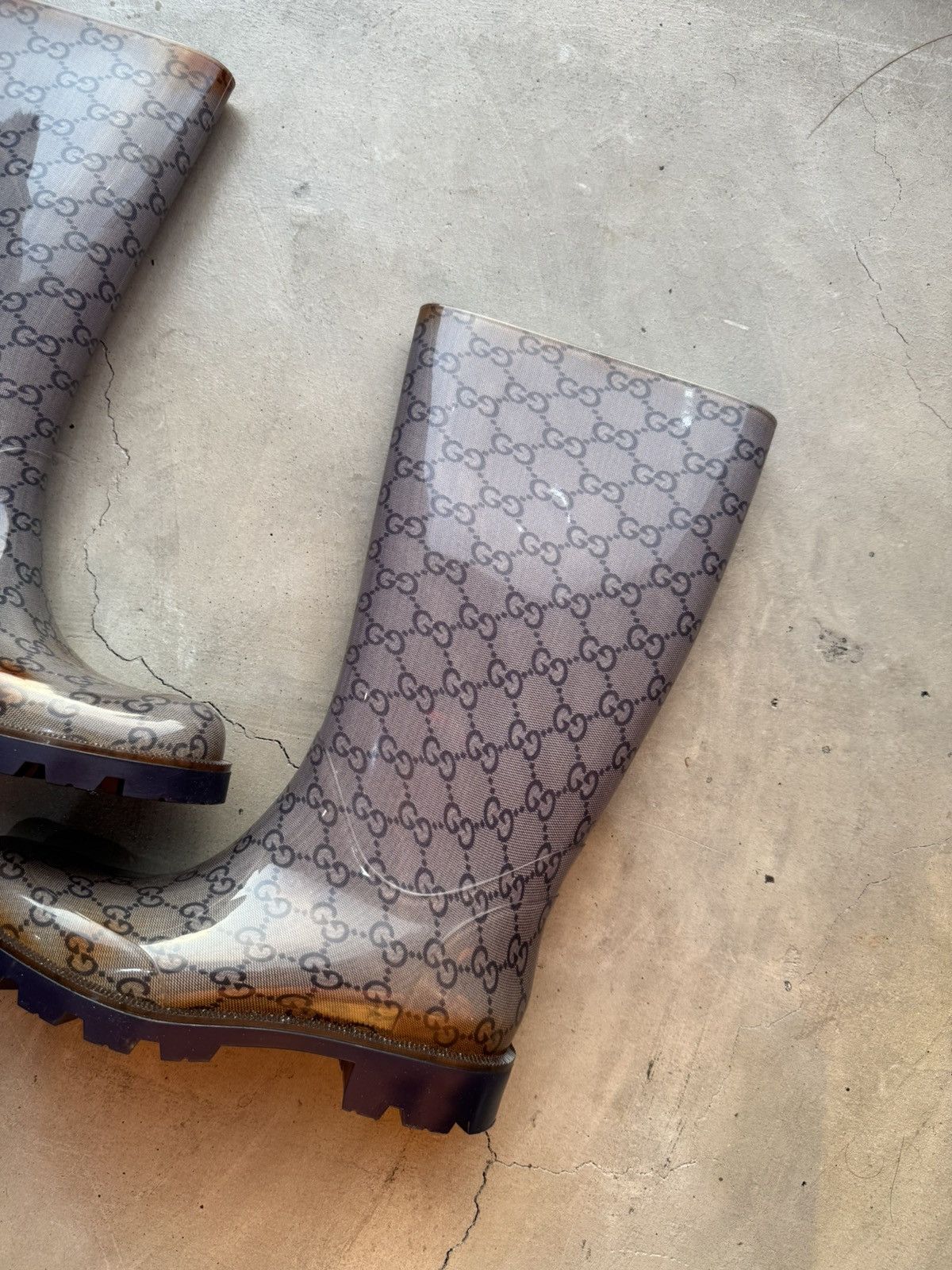Gucci GUCCI Edimburg GG Rubber Rain Boots Blue 36 Size US 6 / IT 36 - 2 Thumbnail