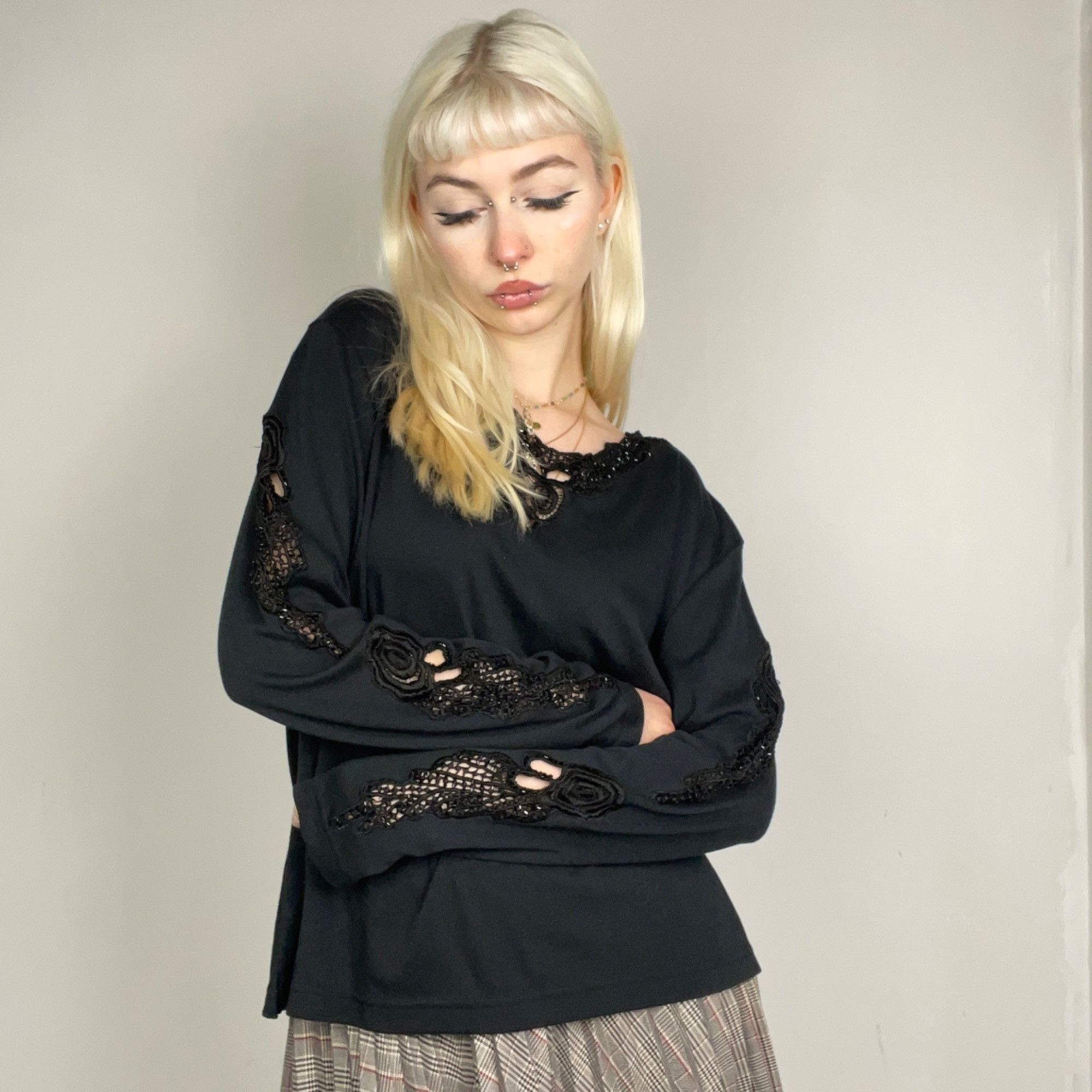 Other L - Y2K Compliments Rhinestone Black Top Size L / US 10 / IT 46 - 1 Thumbnail