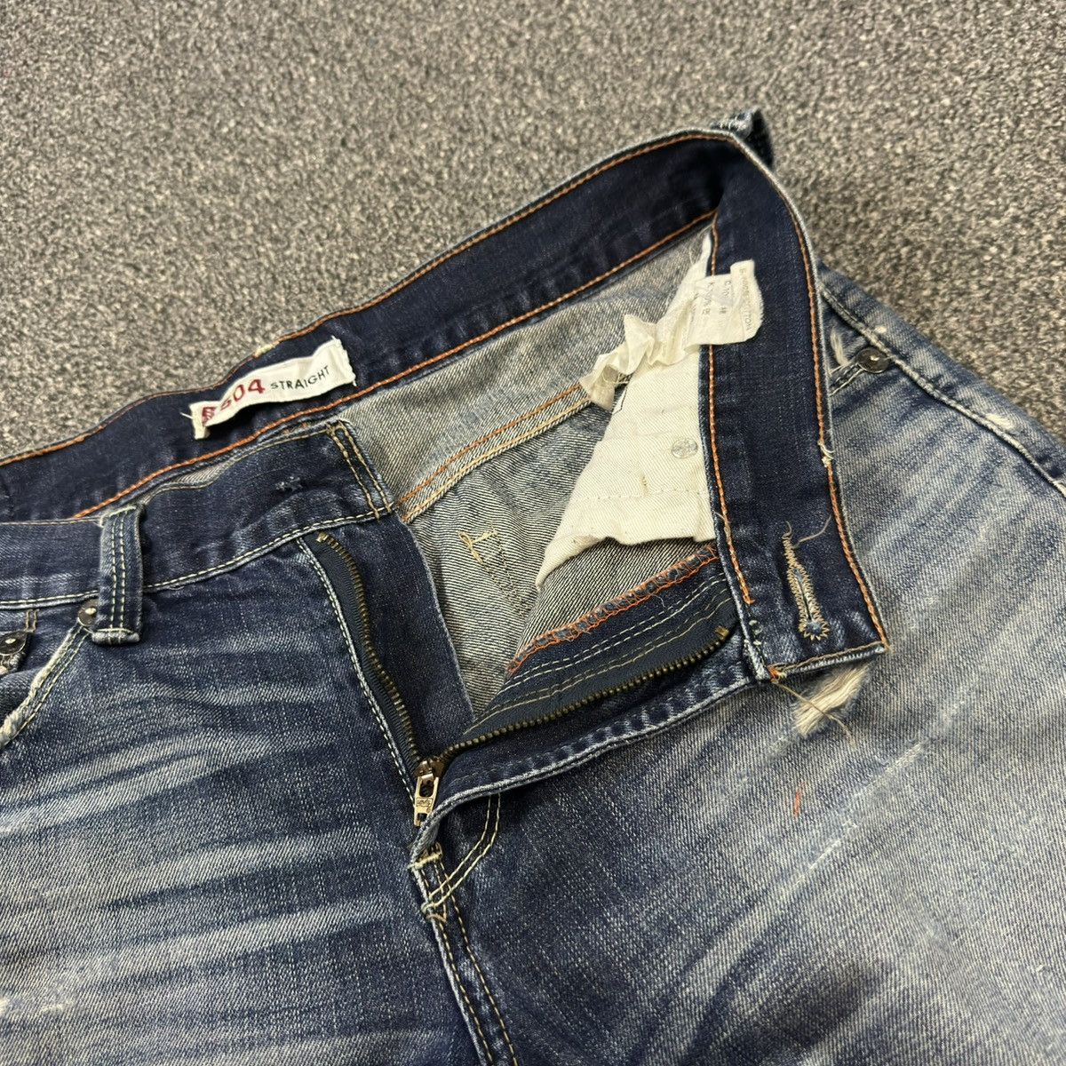 Levi's Made & Crafted Distressed Levis 504 Straight Unisex Y2k Washed Jeans Size US 31 - 14 Thumbnail