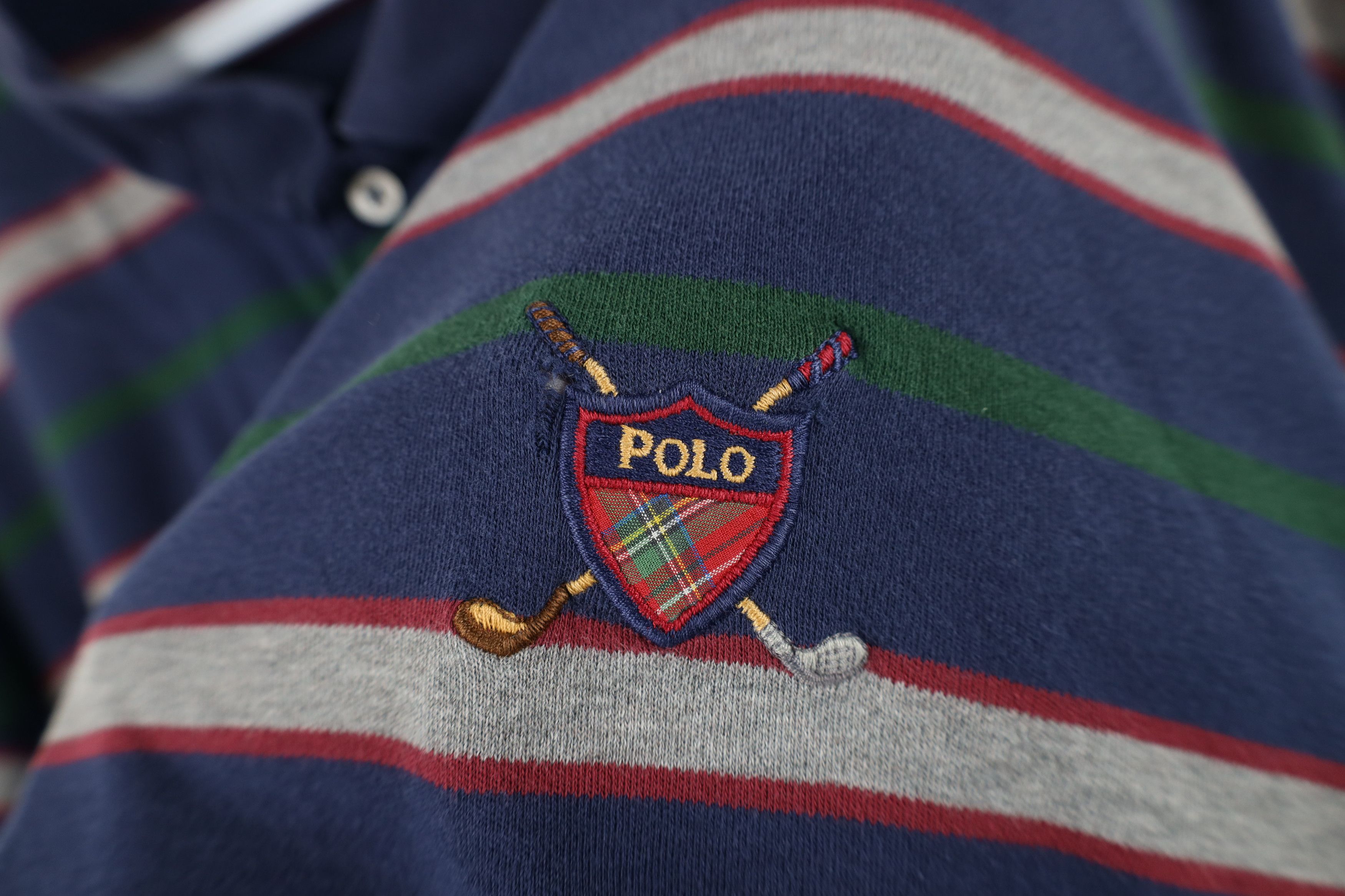 Ralph Lauren Vintage 90s Polo Golf Ralph Lauren Crest Striped Polo USA Size US XXL / EU 58 / 5 - 4 Thumbnail