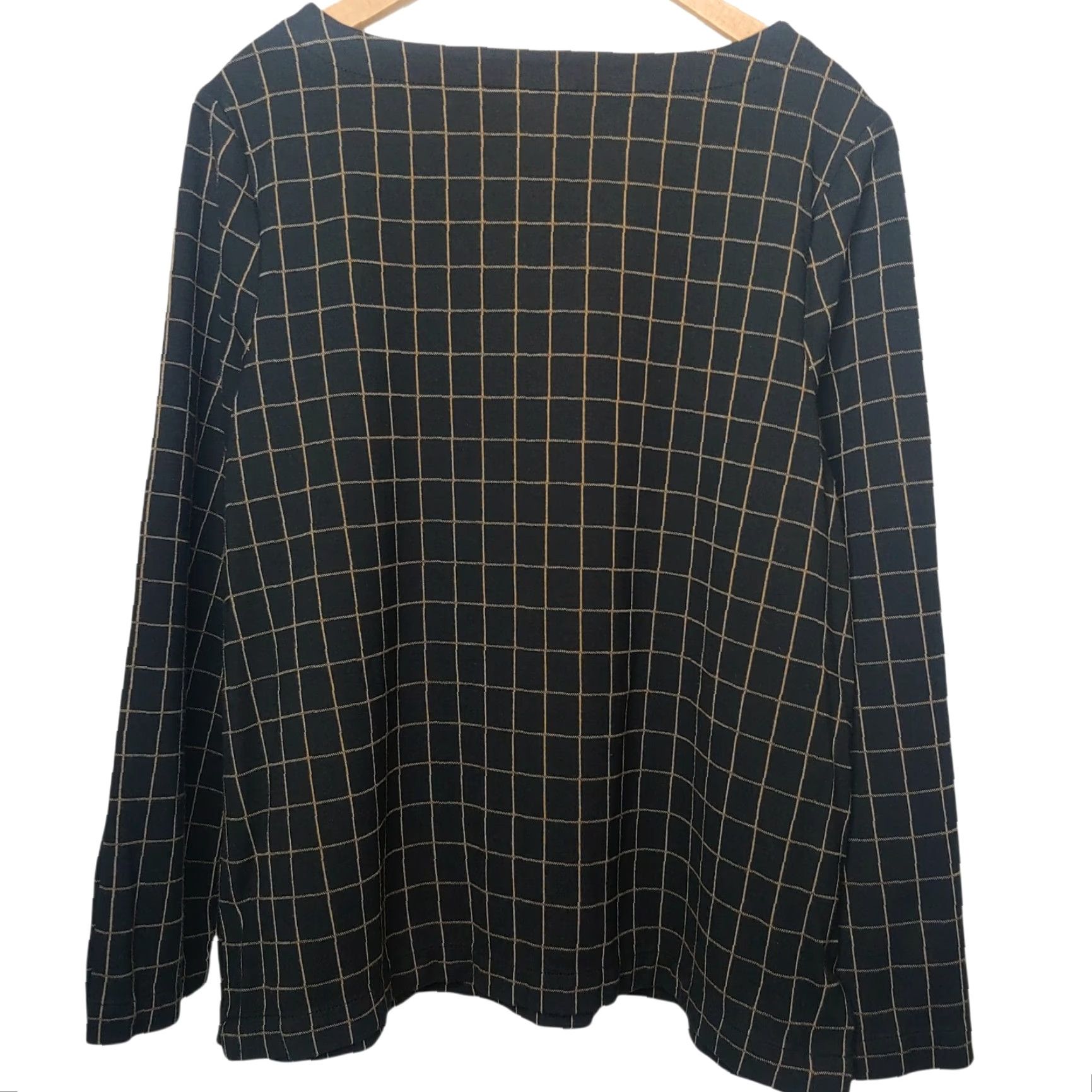 Vintage J Jill Ponte Shirt Women Large Knit Button Sleeve Black Tan Plaid Classic Grid Shirt Ladies A-line Mens? Size L / US 10 / IT 46 - 2 Thumbnail