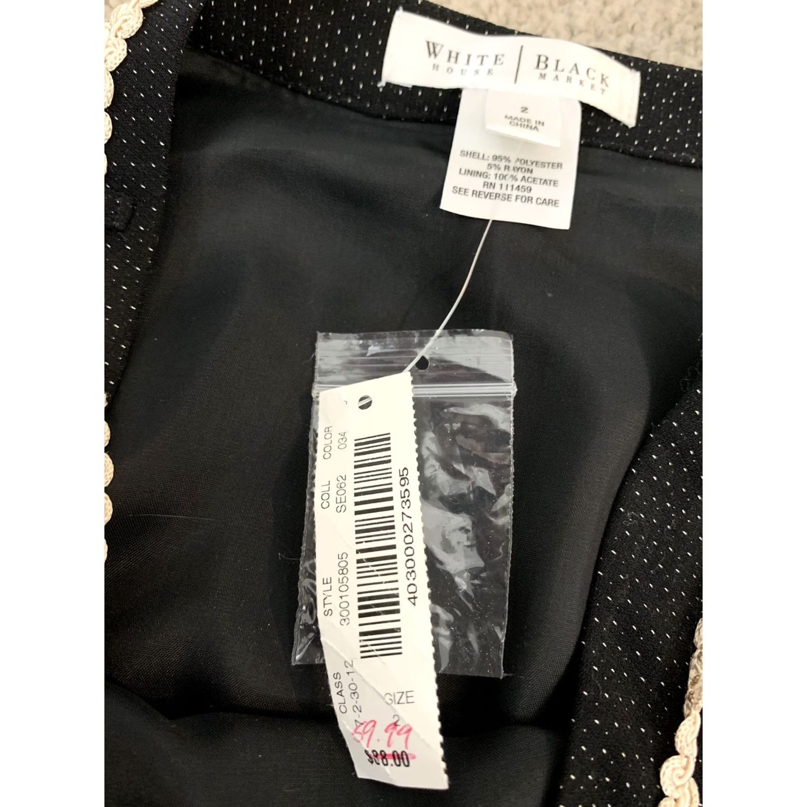 White House Black Market VINTAGE? NEW White House Black Market Skirt Women's Size 2 Knee Length Polka Dot Black Rope Belt UK? Size 26" / US 2 / IT 38 - 3 Thumbnail