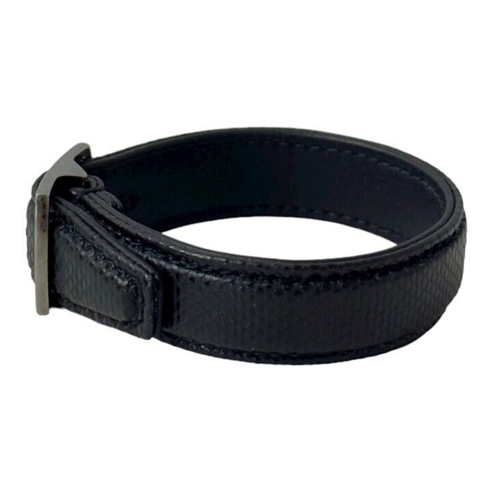 Saint Laurent Paris Saint Laurent Snake Embossed Black Leather Bracelet Size ONE SIZE - 2 Thumbnail