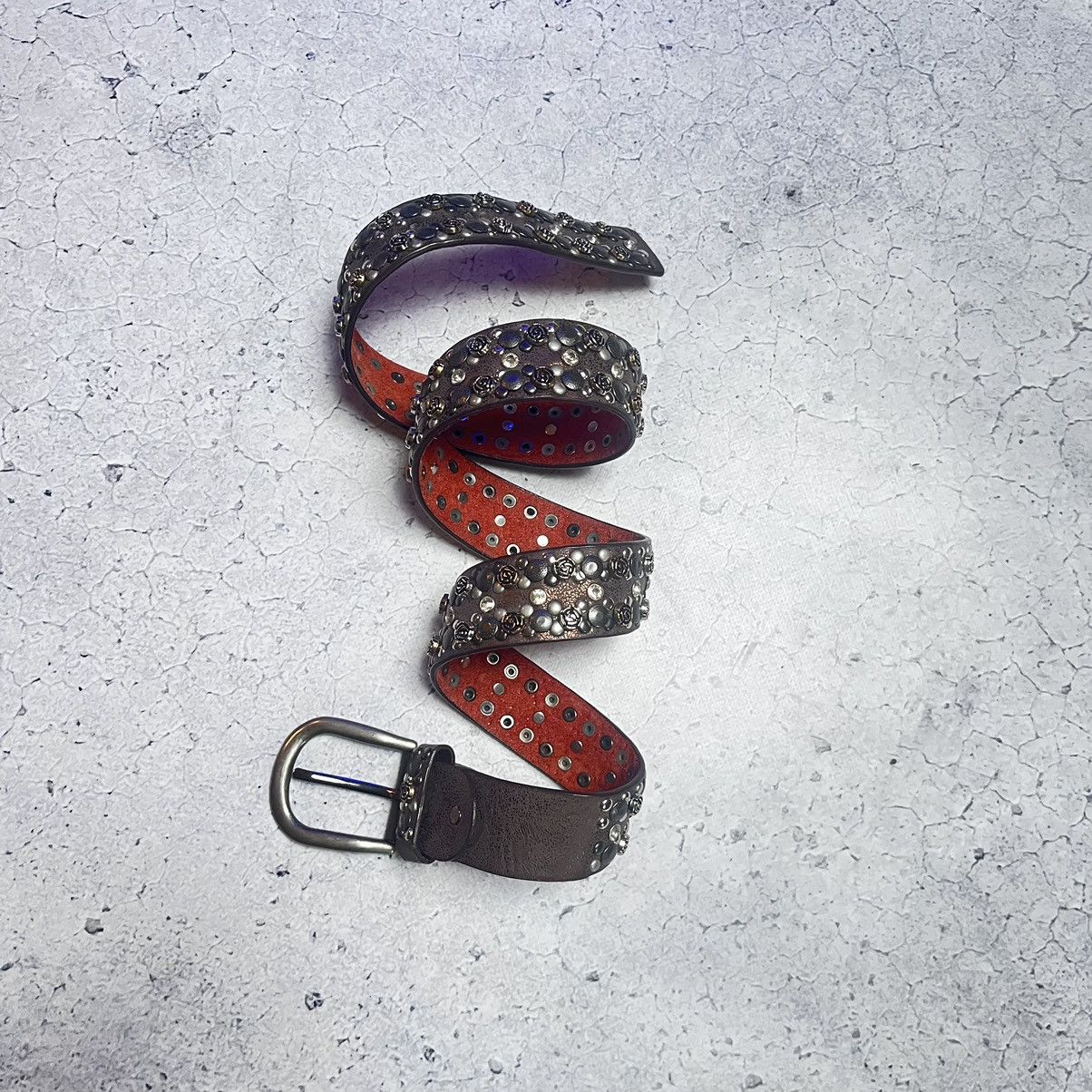 Designer × Vintage B.B. Simon Style Leather Belt With Crystals Avant Garde Size ONE SIZE - 2 Thumbnail