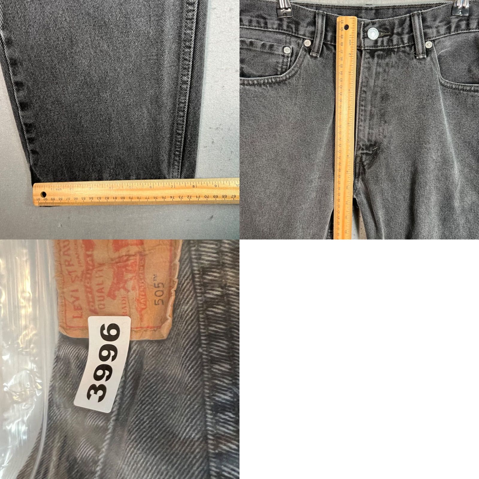 Levi's Levi's 505 Jeans Mens 36x32 Black Cotton Denim Straight Fit 5-Pocket Regular Rise Mid Vintage No N/A Size US 36 / EU 52 - 8 Thumbnail