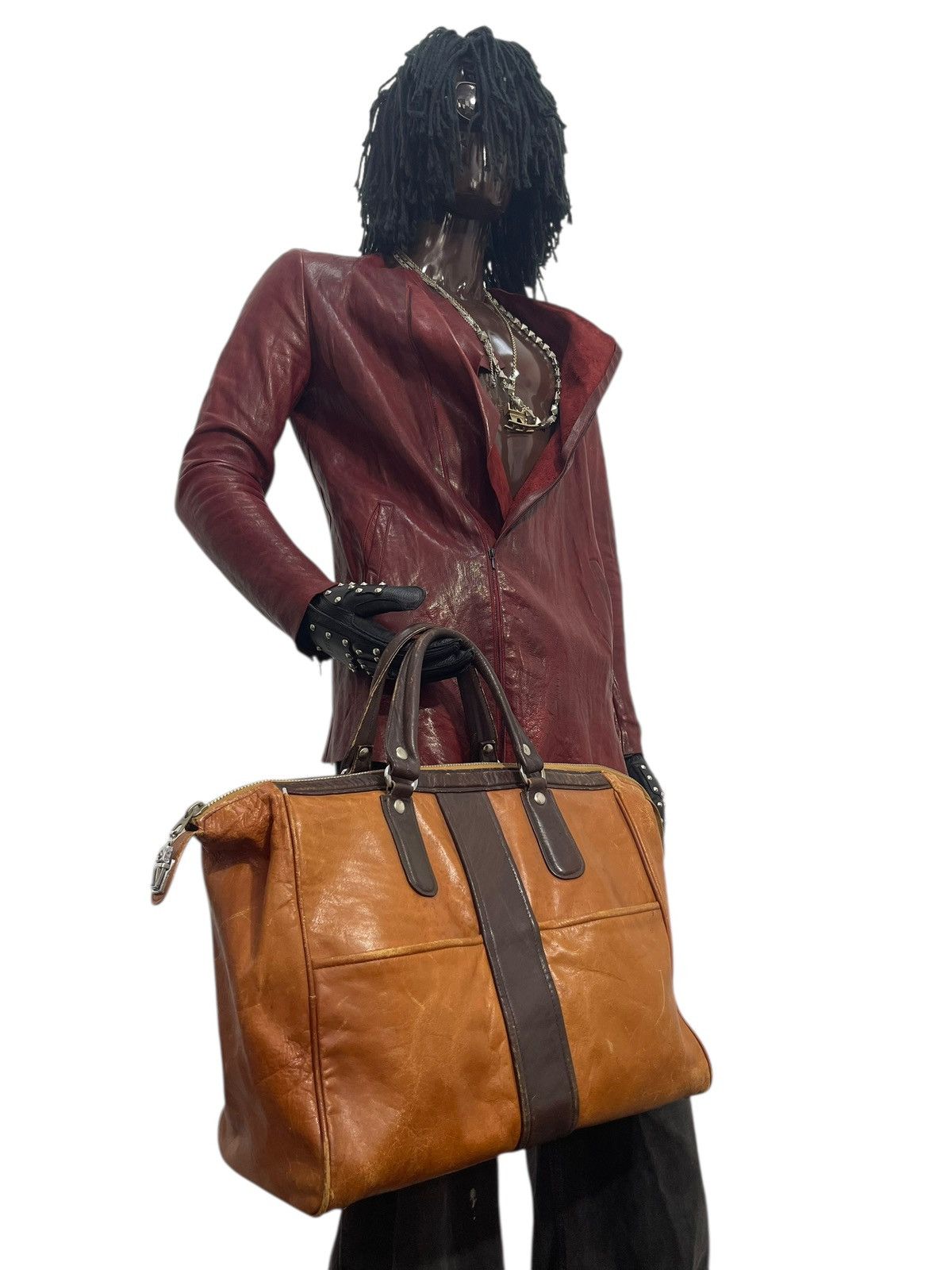 Genuine Leather Full Leather Patina Unknown Japan Duffle Travel Bag 2🟩1 Size ONE SIZE - 3 Thumbnail