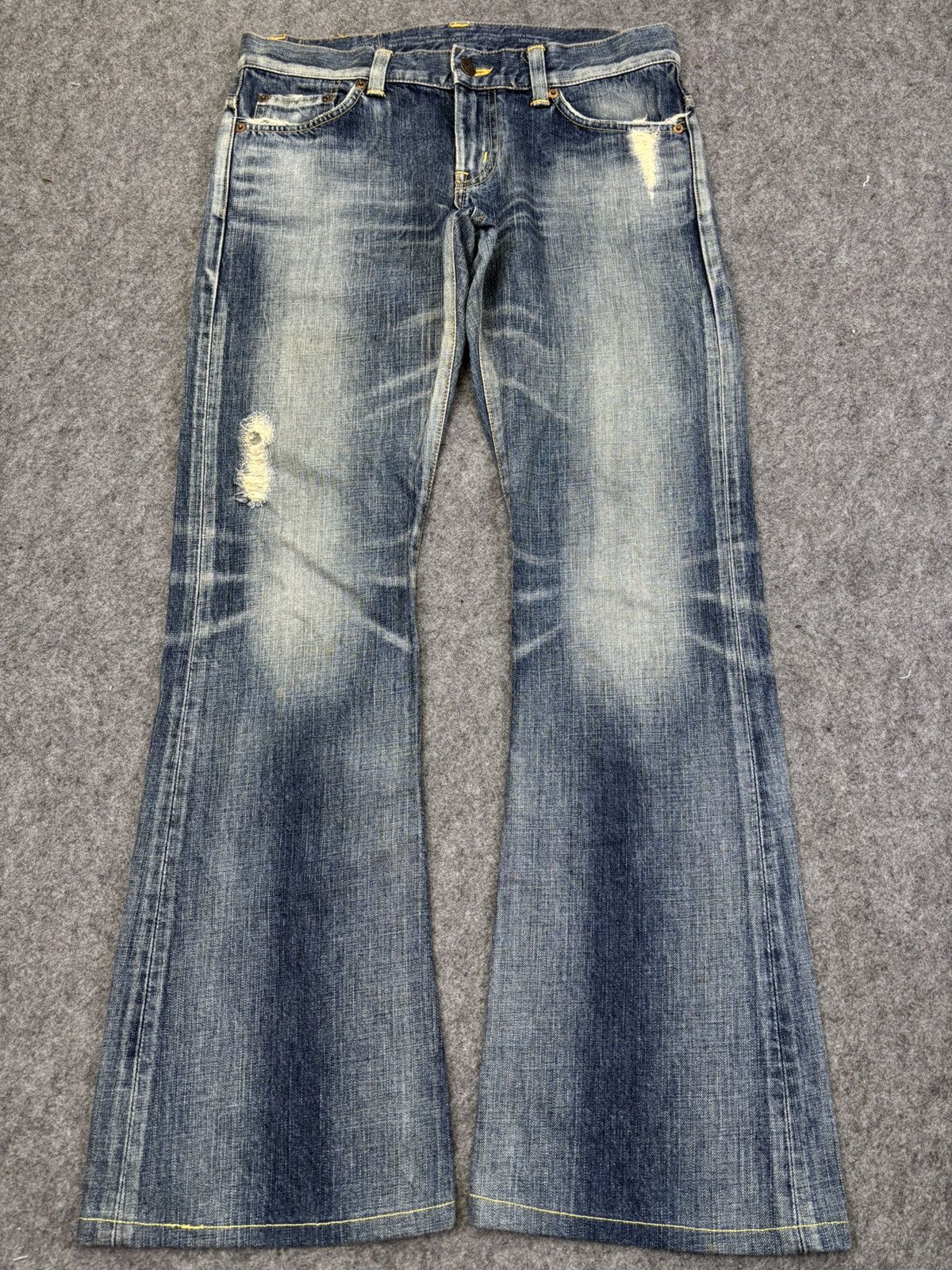 Edwin Flare💥90s Style Edwin Flare Distressed Denim F867 Size 32" / US 10 / IT 46 - 19 Thumbnail