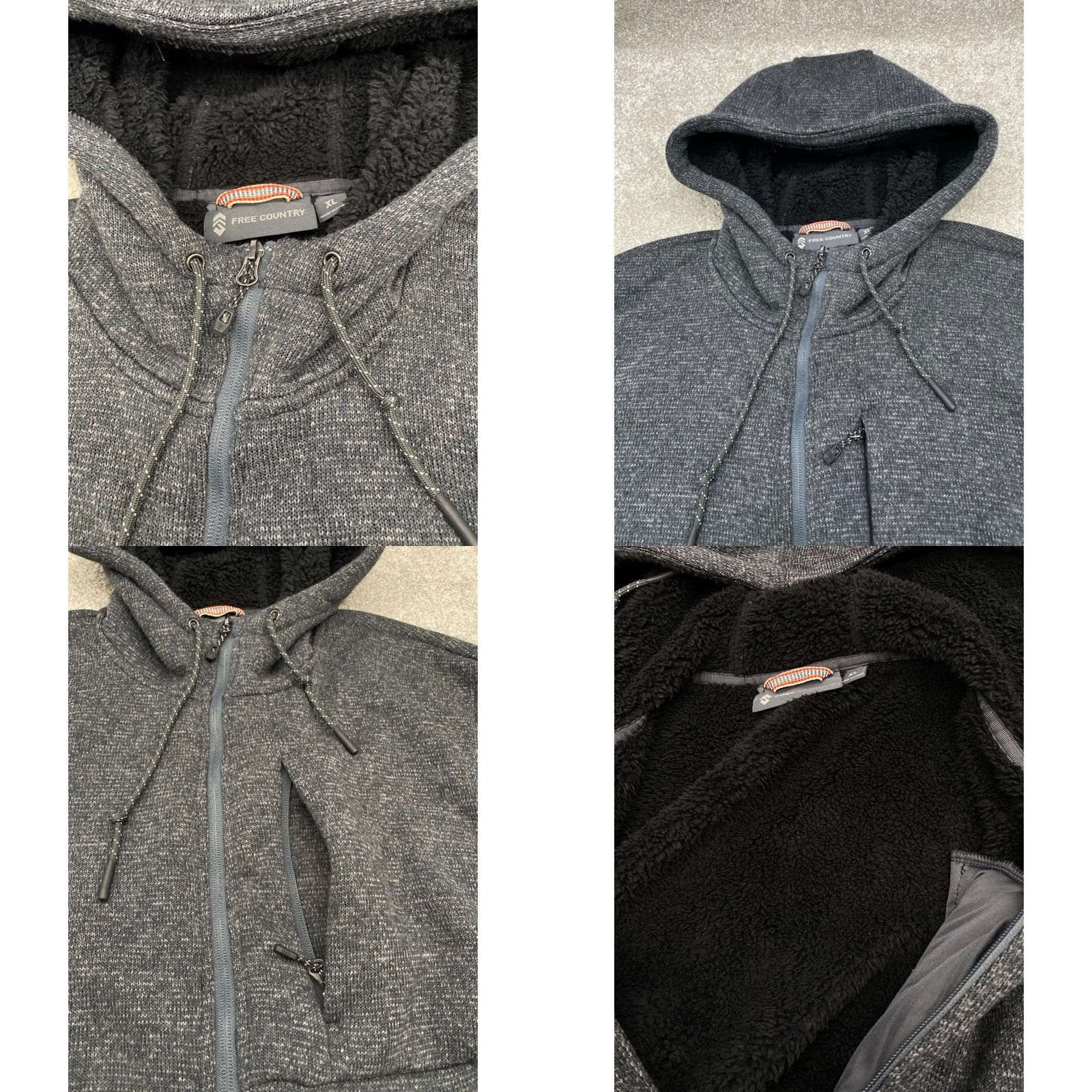 Free Country Free Country Jacket Men's Gray Fleece Hooded Long Sleeve Full-Zip XL - Regular Fit, Pockets, Mid-Length Hoodie, Fall Spring Winter Size US XL / EU 56 / 4 - 8 Thumbnail