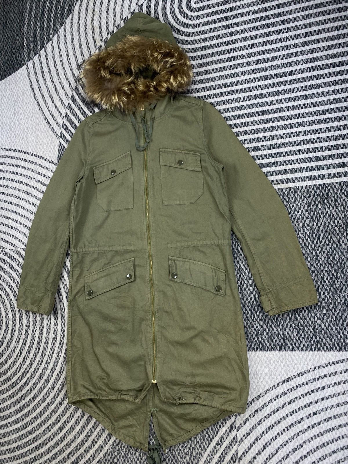 Japanese Brand Vtg Mystic Army Green Faux Fur Trimmed Hood Parka Size US S / EU 44-46 / 1 - 4 Thumbnail