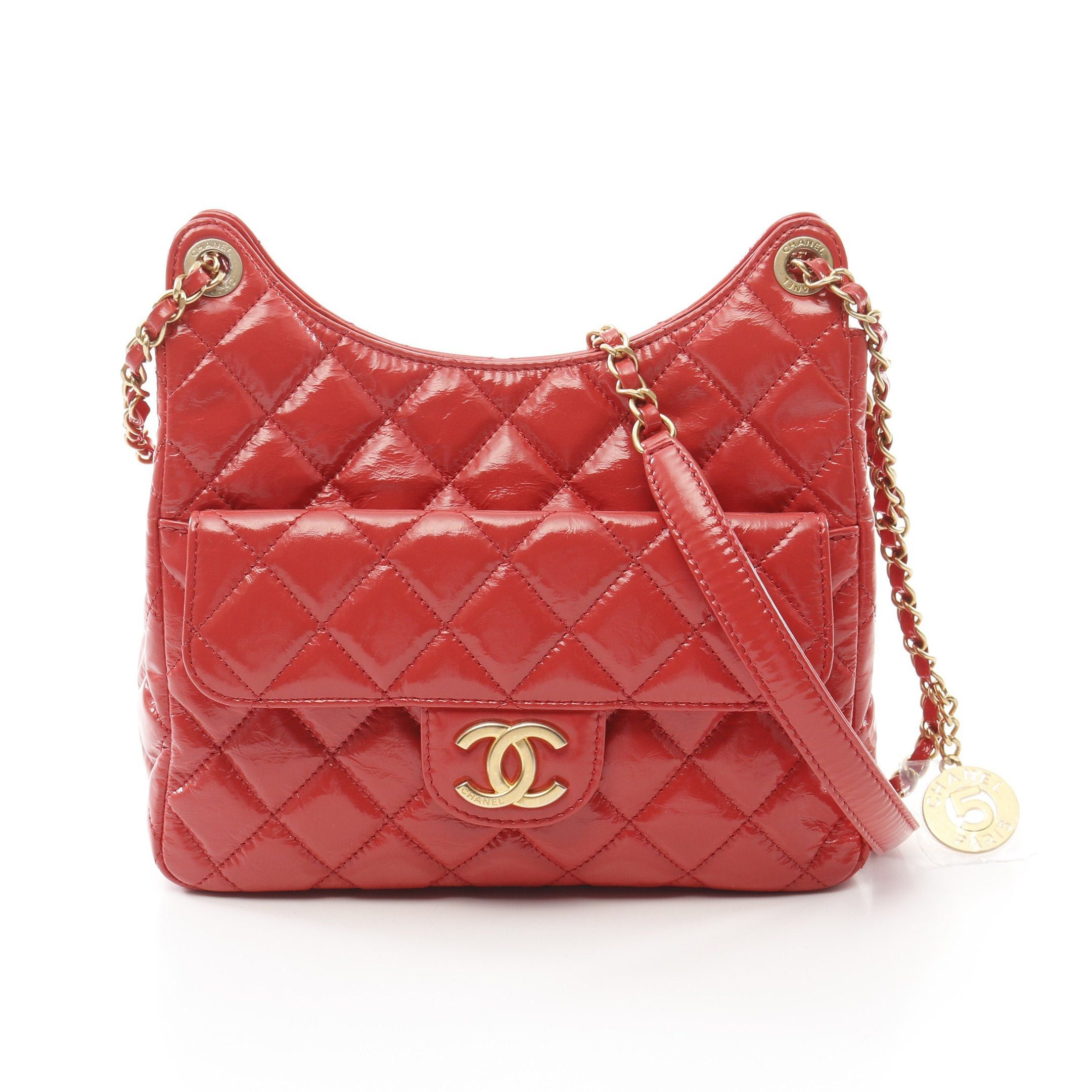 Chanel Chanel Matelasse Hobo Chain Shoulder Bag Leather Orange Red Gold Hardware Size ONE SIZE - 1 Thumbnail