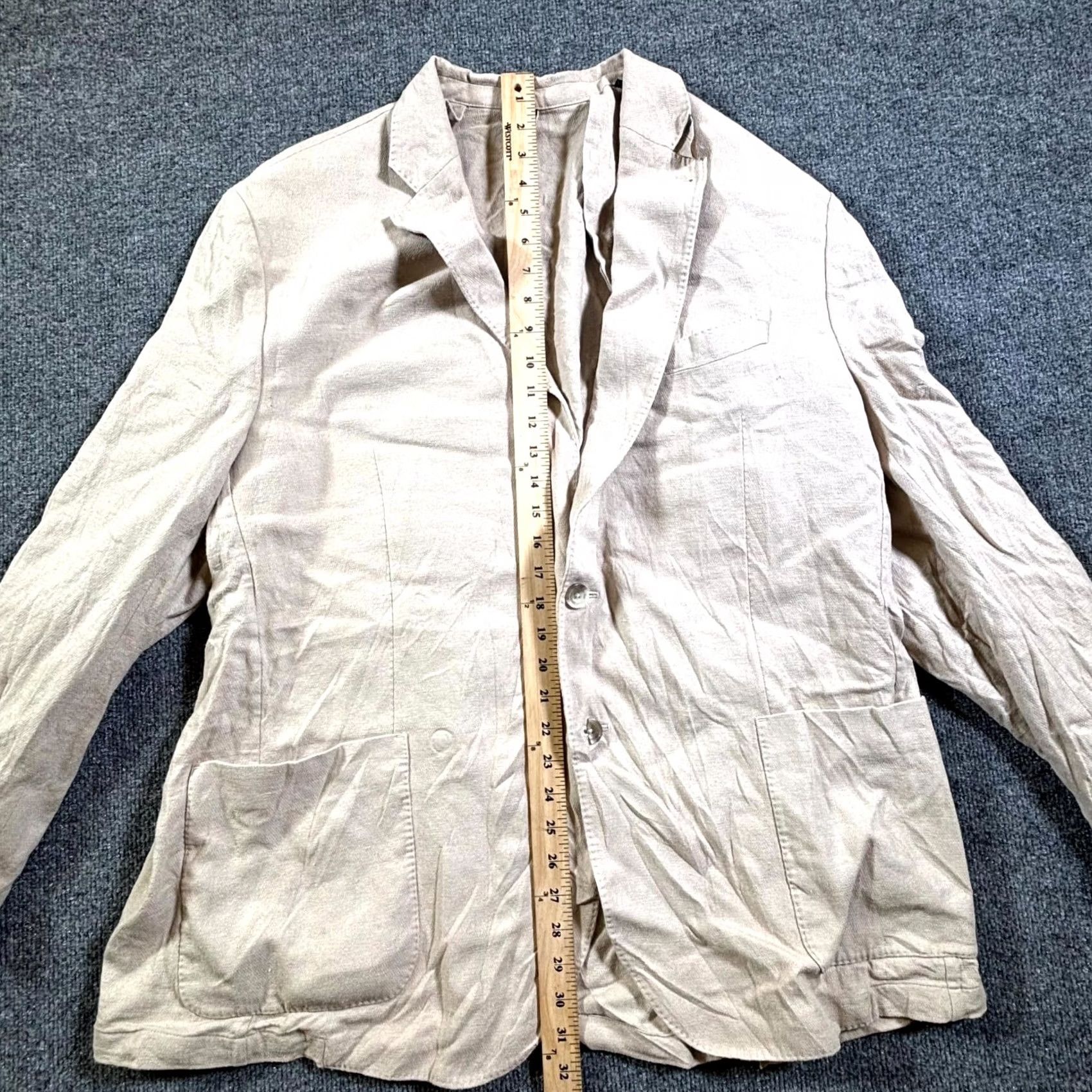 Cremieux Cremieux Blazer Mens 2XL Beige Notch Lapel Two-Button Formal Office Wear Blazer Mens Beige 2XL Size 48R - 7 Thumbnail