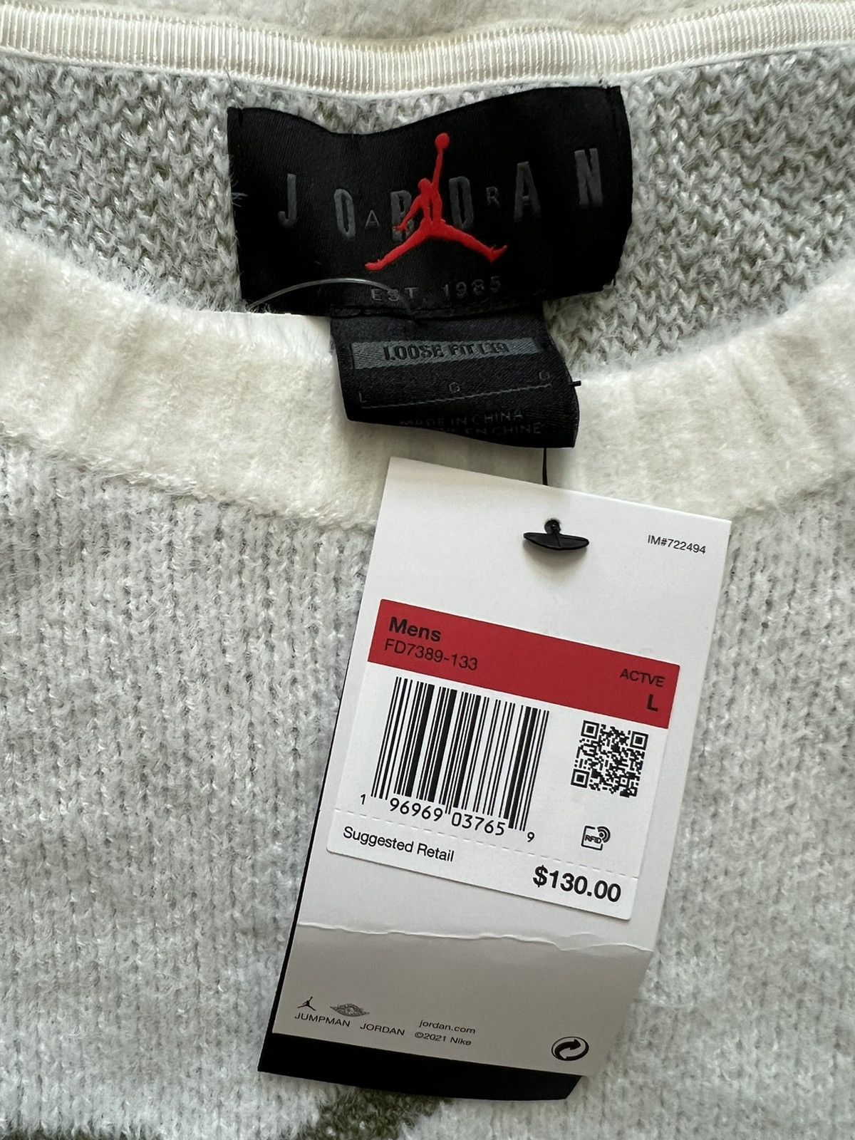 Jordan Brand Jordan Flight Heritage Crop Knit Crewneck Sweater Size US L / EU 52-54 / 3 - 6 Thumbnail