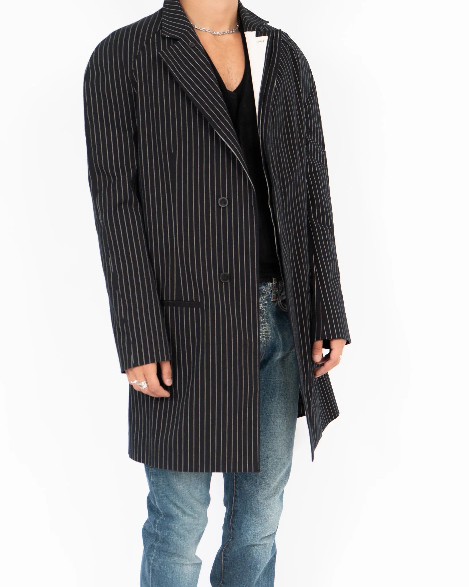 Haider Ackermann SS18 Black & White Striped Cotton Coat Size US M / EU 48-50 / 2 - 3 Thumbnail