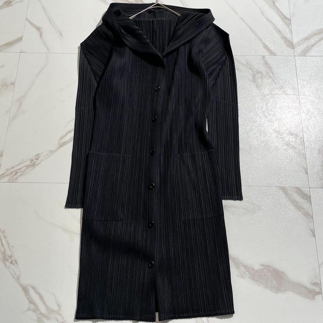 Issey Miyake ISSEY MIYAKE PLEATS PLEASE long Hooded coat Black Size 3 Size US L / EU 52-54 / 3 - 1 Thumbnail