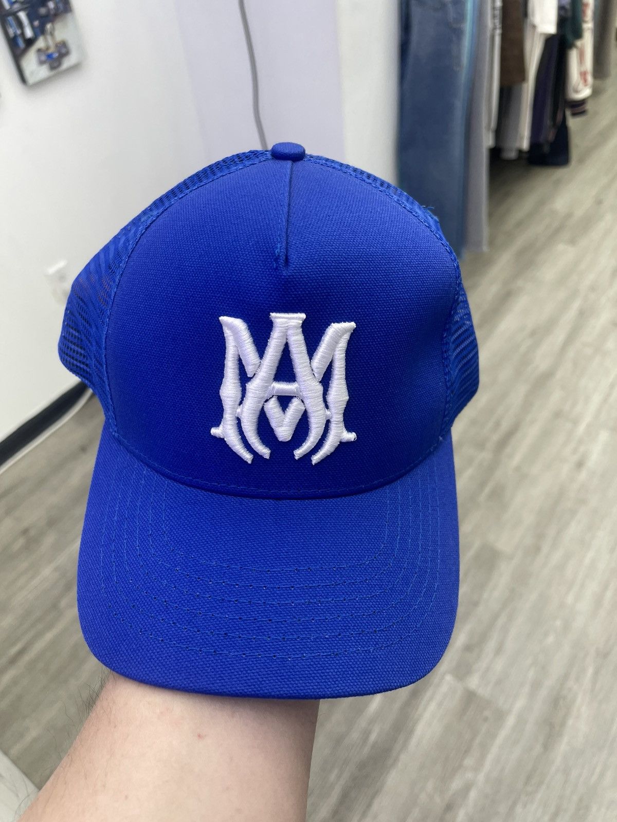 Amiri Amiri trucker hat MA logo blue Size ONE SIZE - 1 Thumbnail