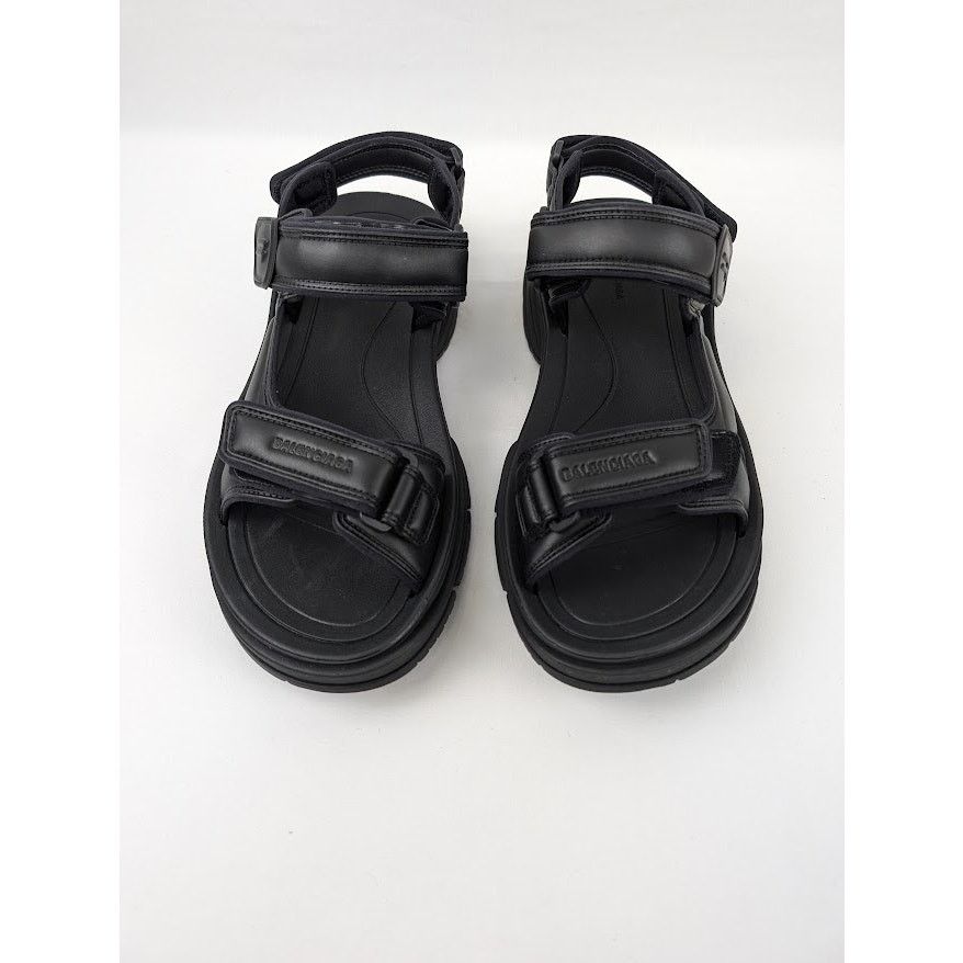 Balenciaga o1rshd1 Tourist Fake Leather Sandal in Black Size US 12 / EU 45 - 11 Thumbnail